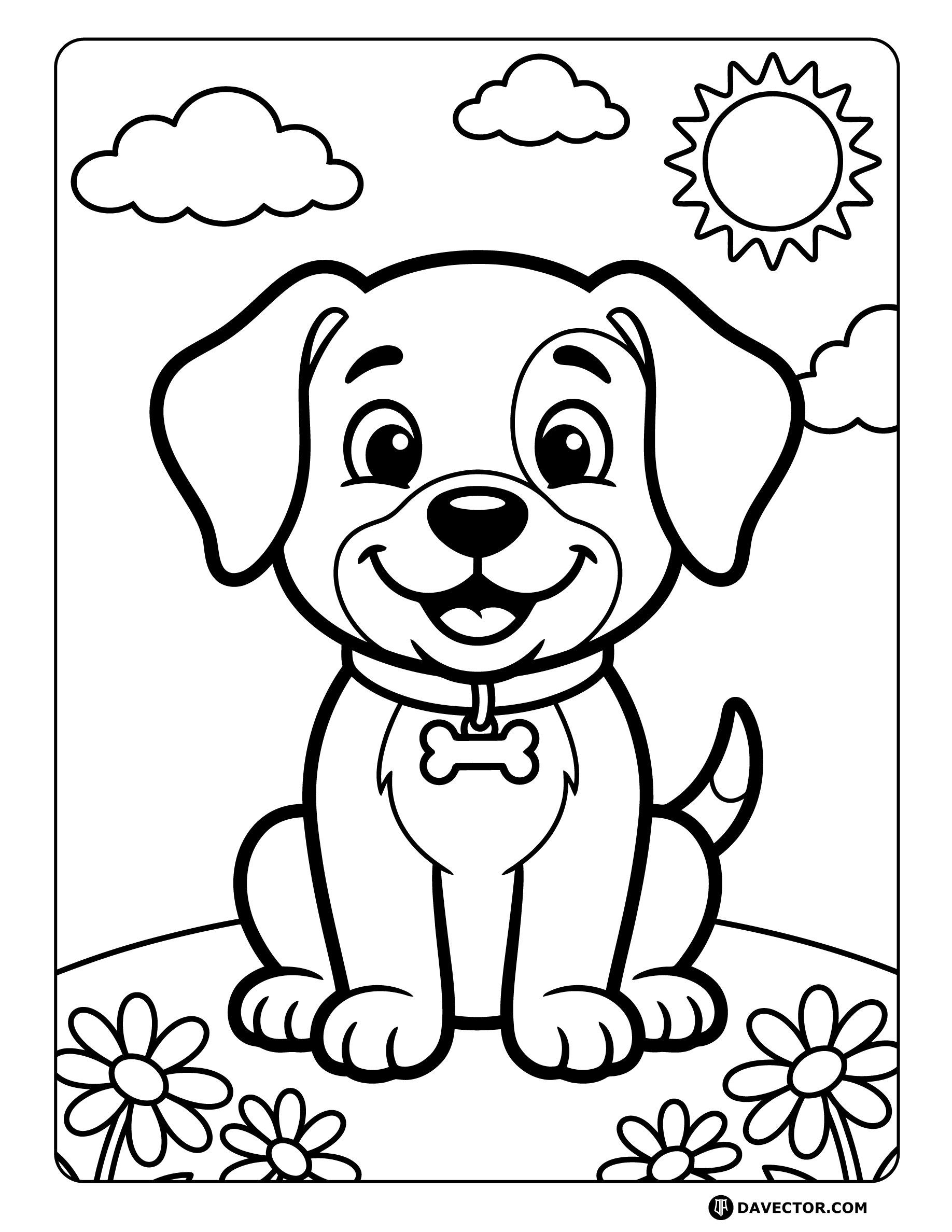 Cartoon Dog Coloring Page — free dog coloring page