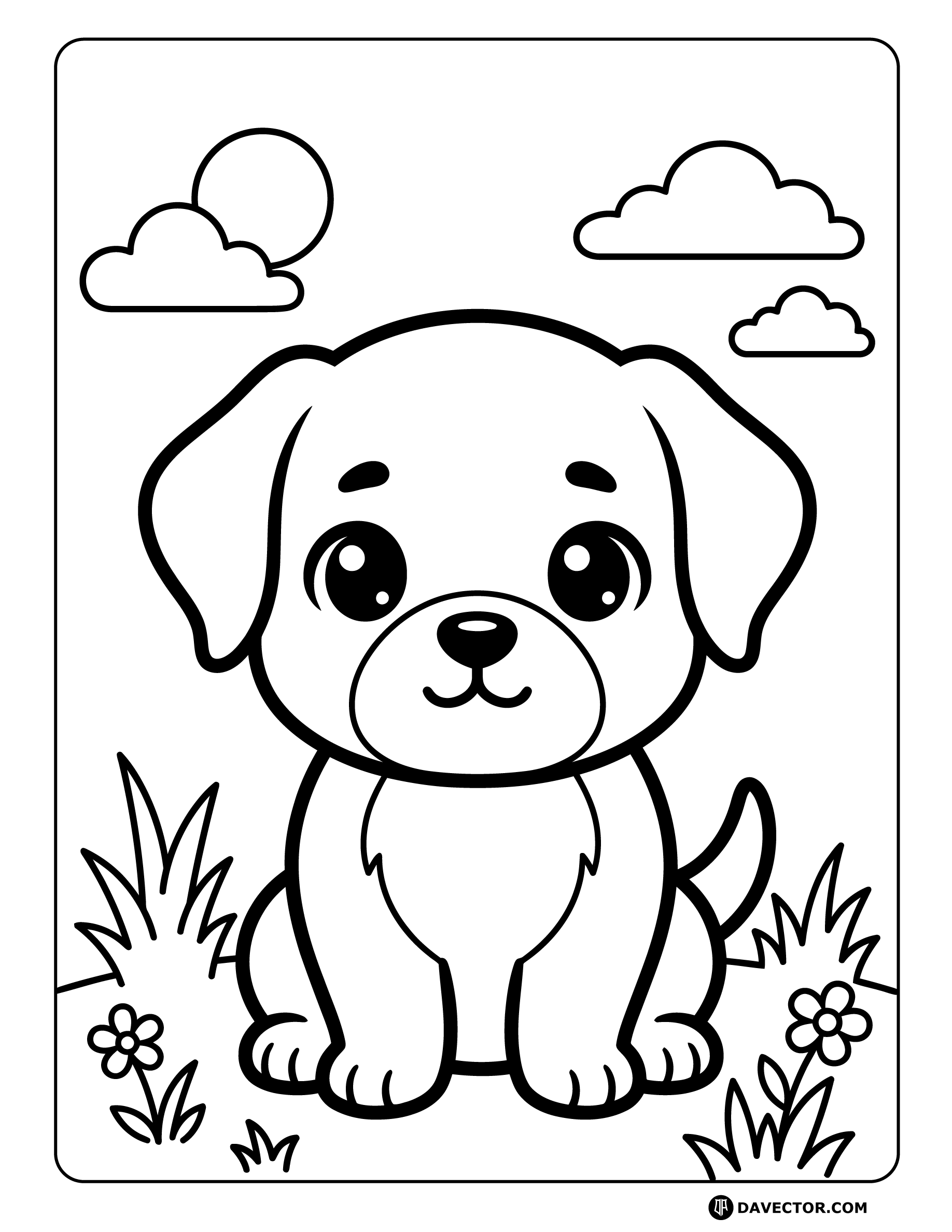 Chibi Dog Coloring Pages — free dog coloring page