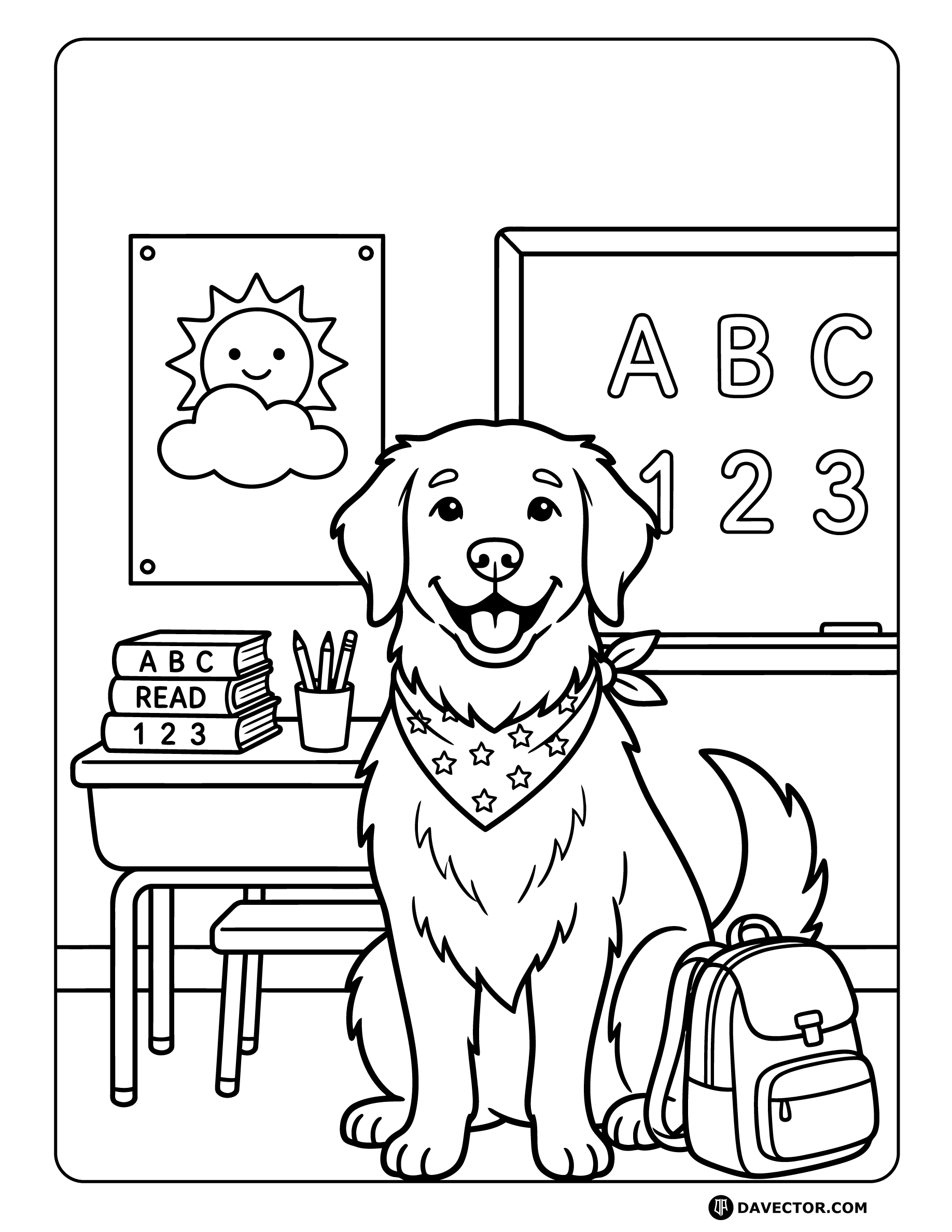 Classroom Dog Coloring Pages — free dog coloring page