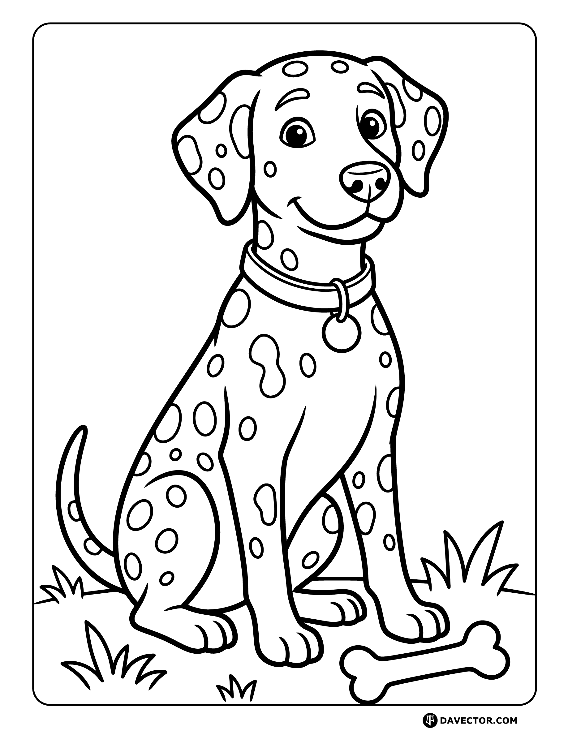 Dalmatian Coloring Page — free dog coloring page