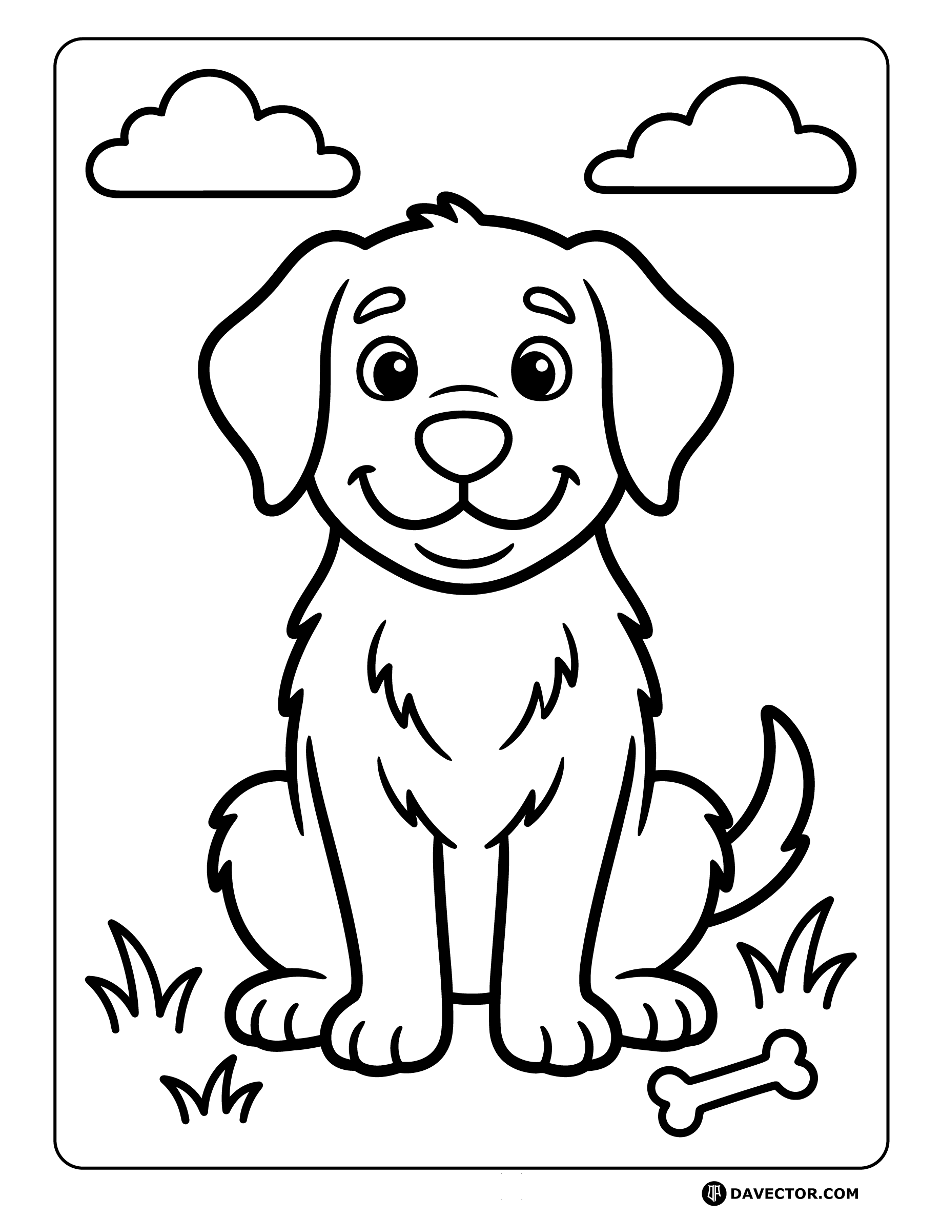 Dog Coloring Pages For Kids — free dog coloring page