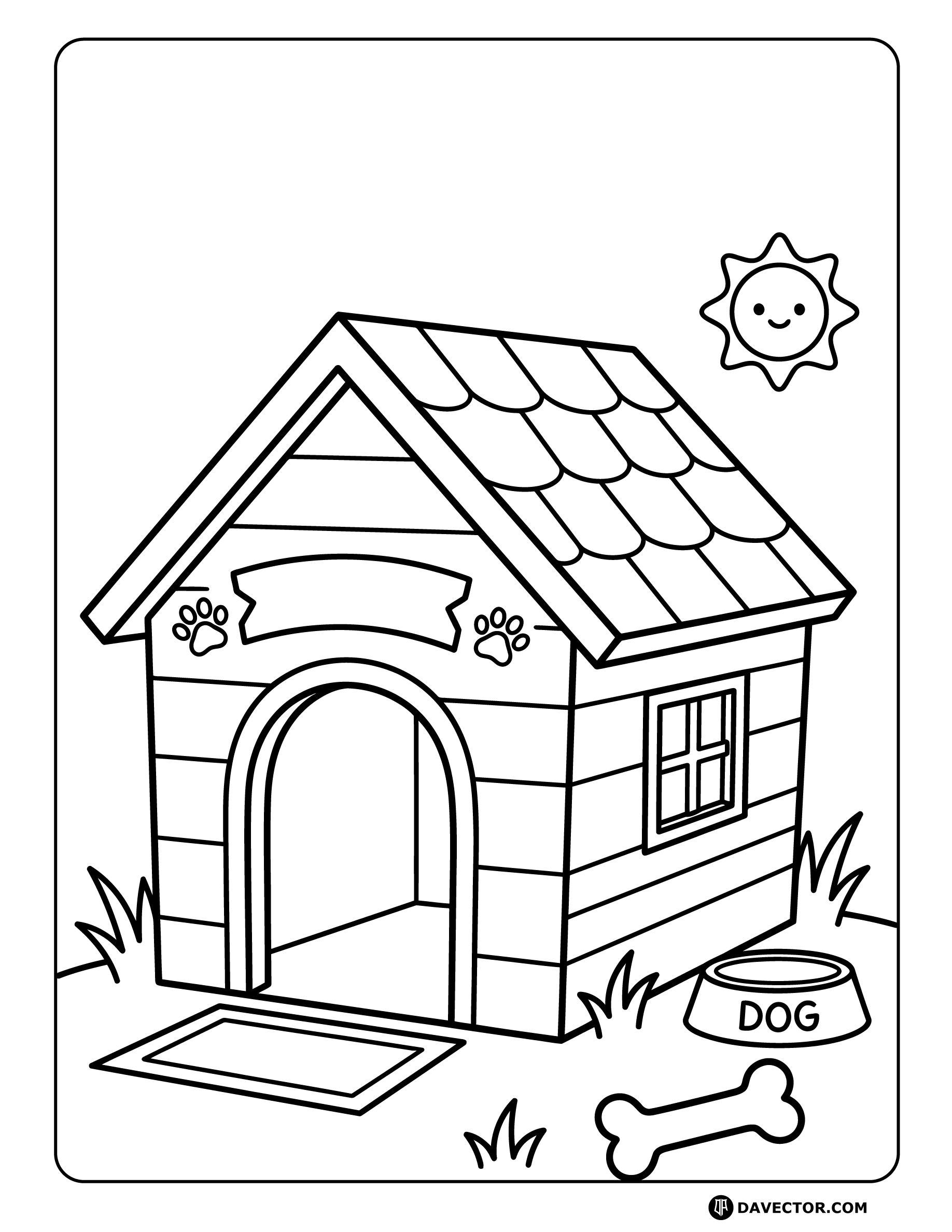 Dog House Coloring Pages — free dog coloring page
