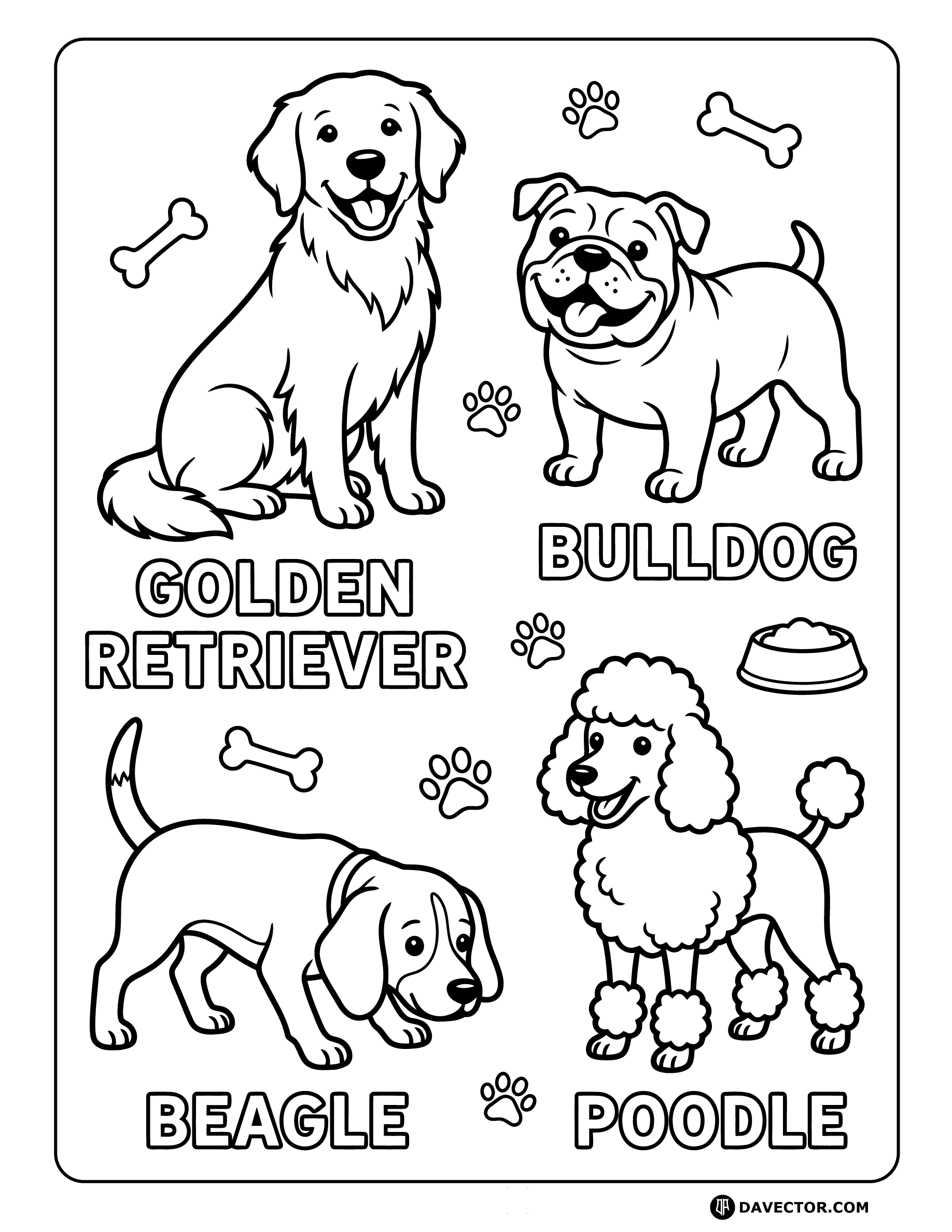Educational Animal Coloring Page… — free dog coloring page