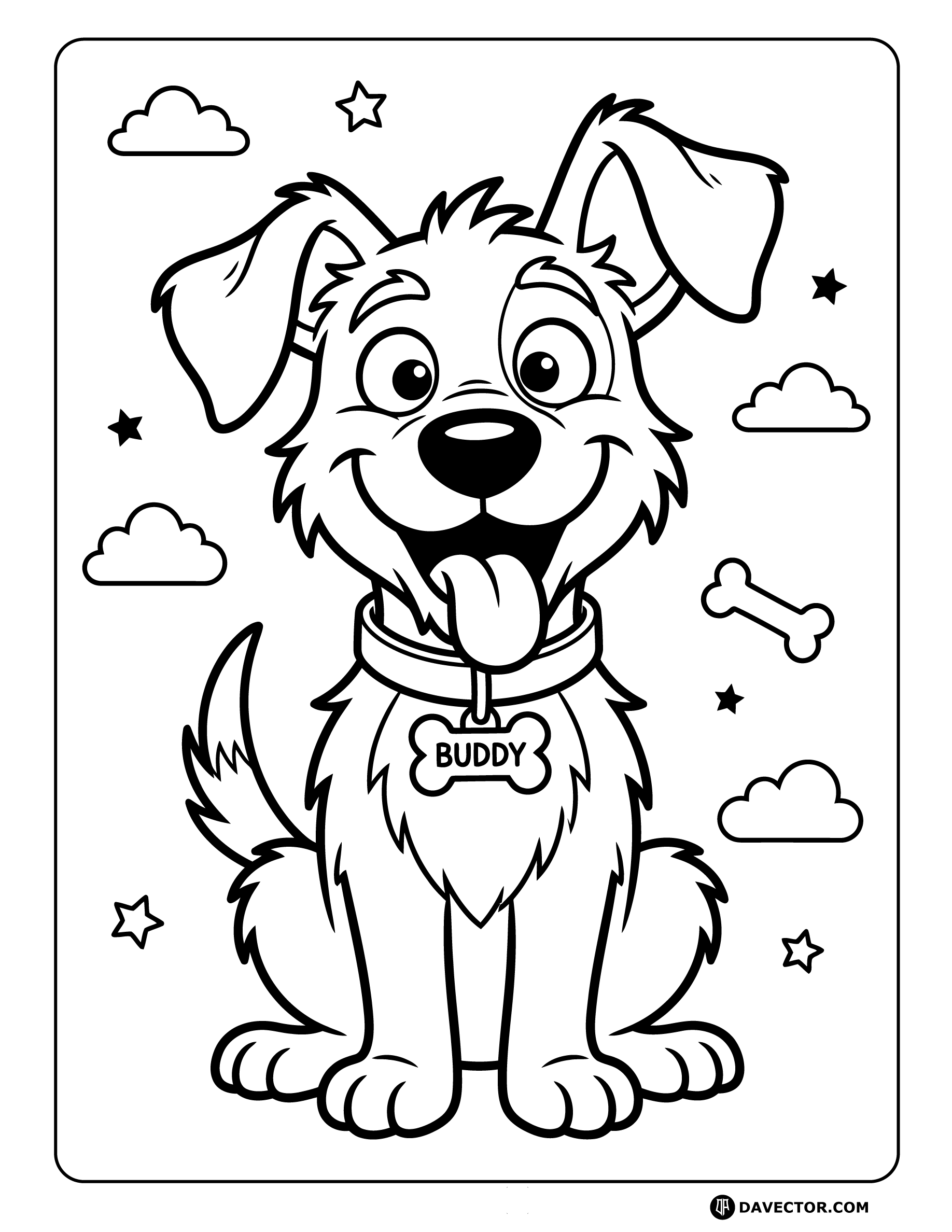 Goofy Dog Coloring Pages — free dog coloring page
