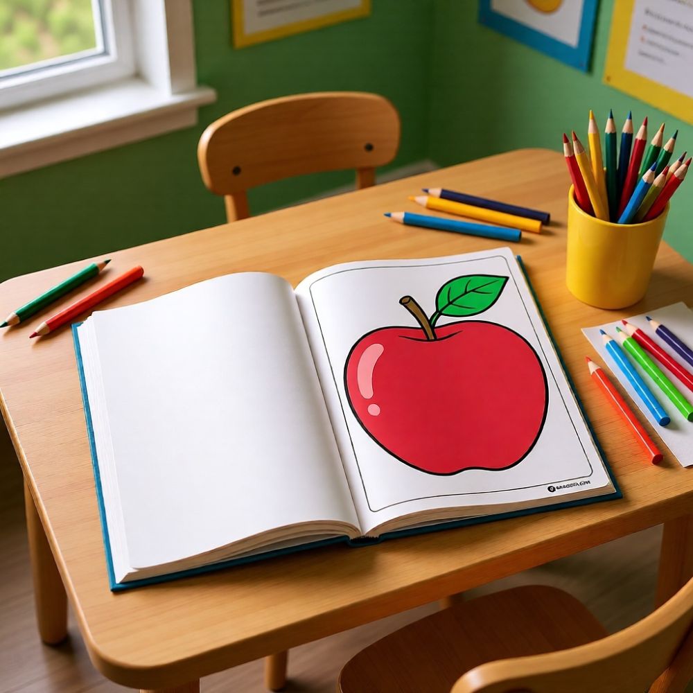 apple coloring book product mockup