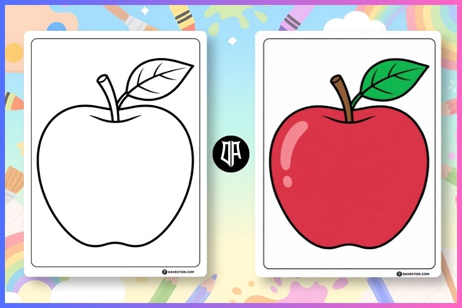 Free printable apple coloring page collection with sliced apples, baskets, and cozy fruit illustrations