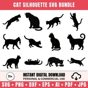 cat silhouette svg bundle