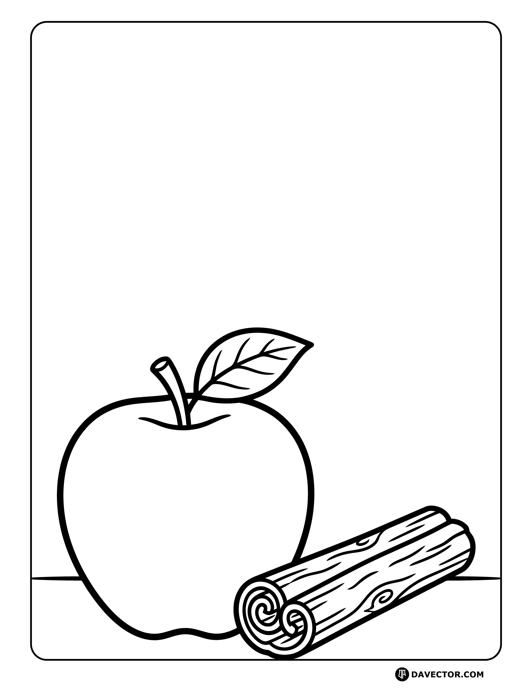 Apple And Cinnamon Stick — free apple coloring page