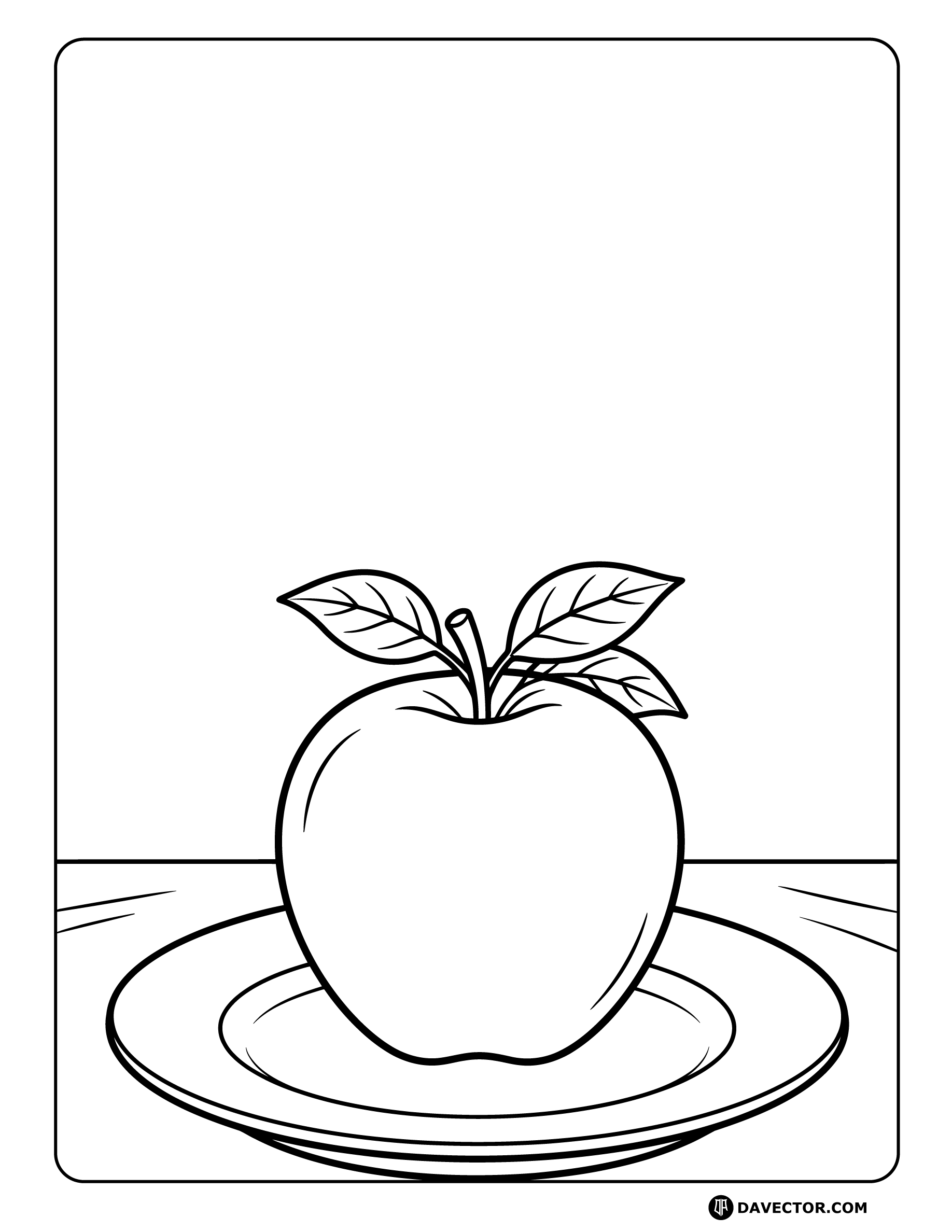 Apple Fruit On Ceramic Plate — free apple coloring page