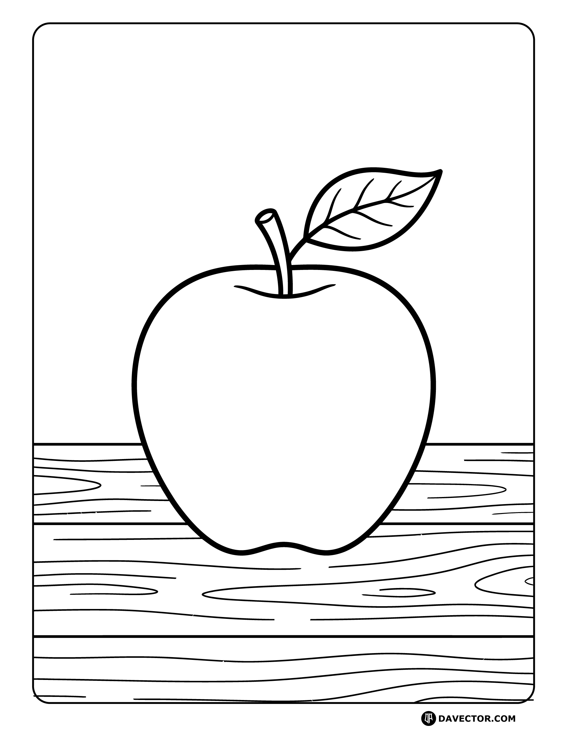 Apple Fruit On Wooden Tabletop — free apple coloring page