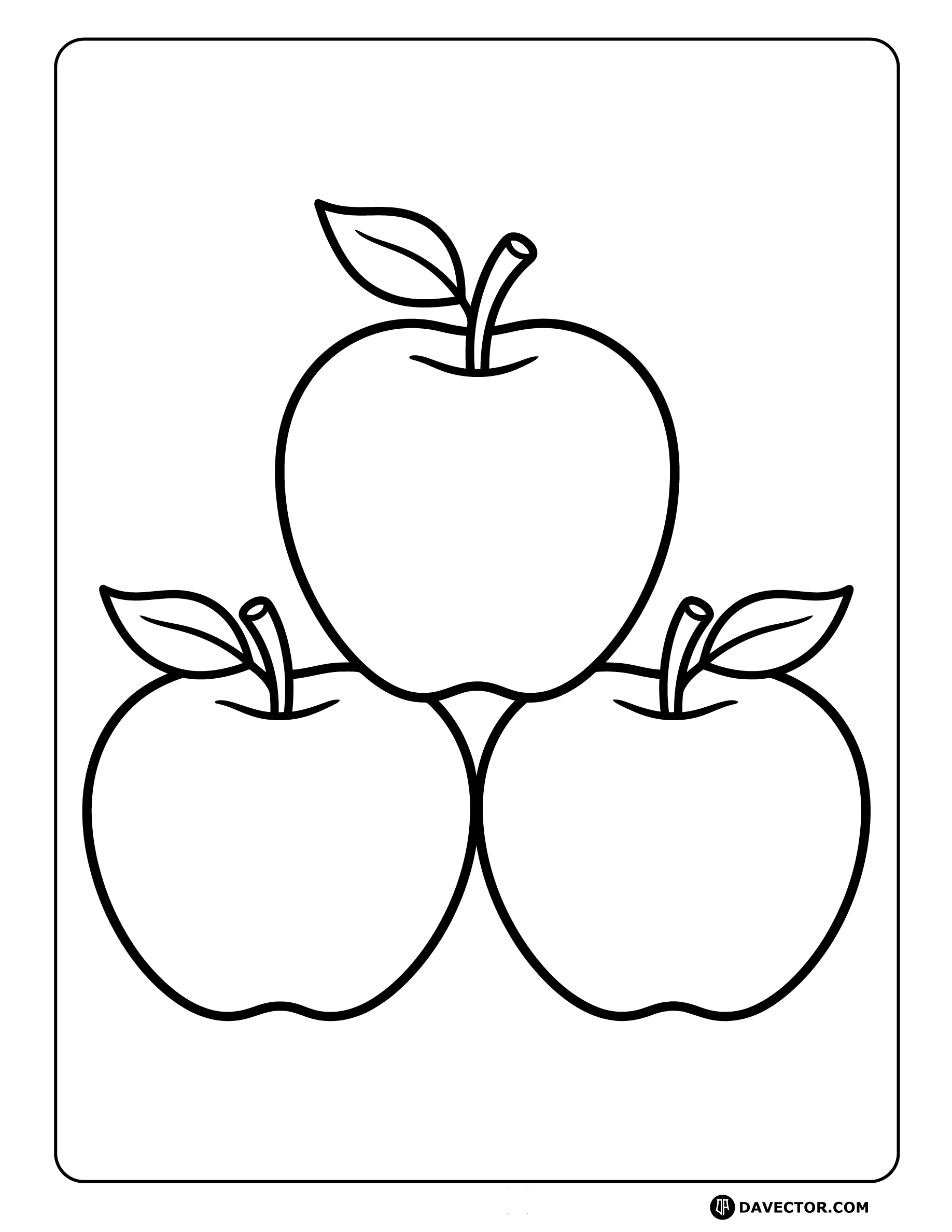 Apple Pyramid Stack Line Art — free apple coloring page