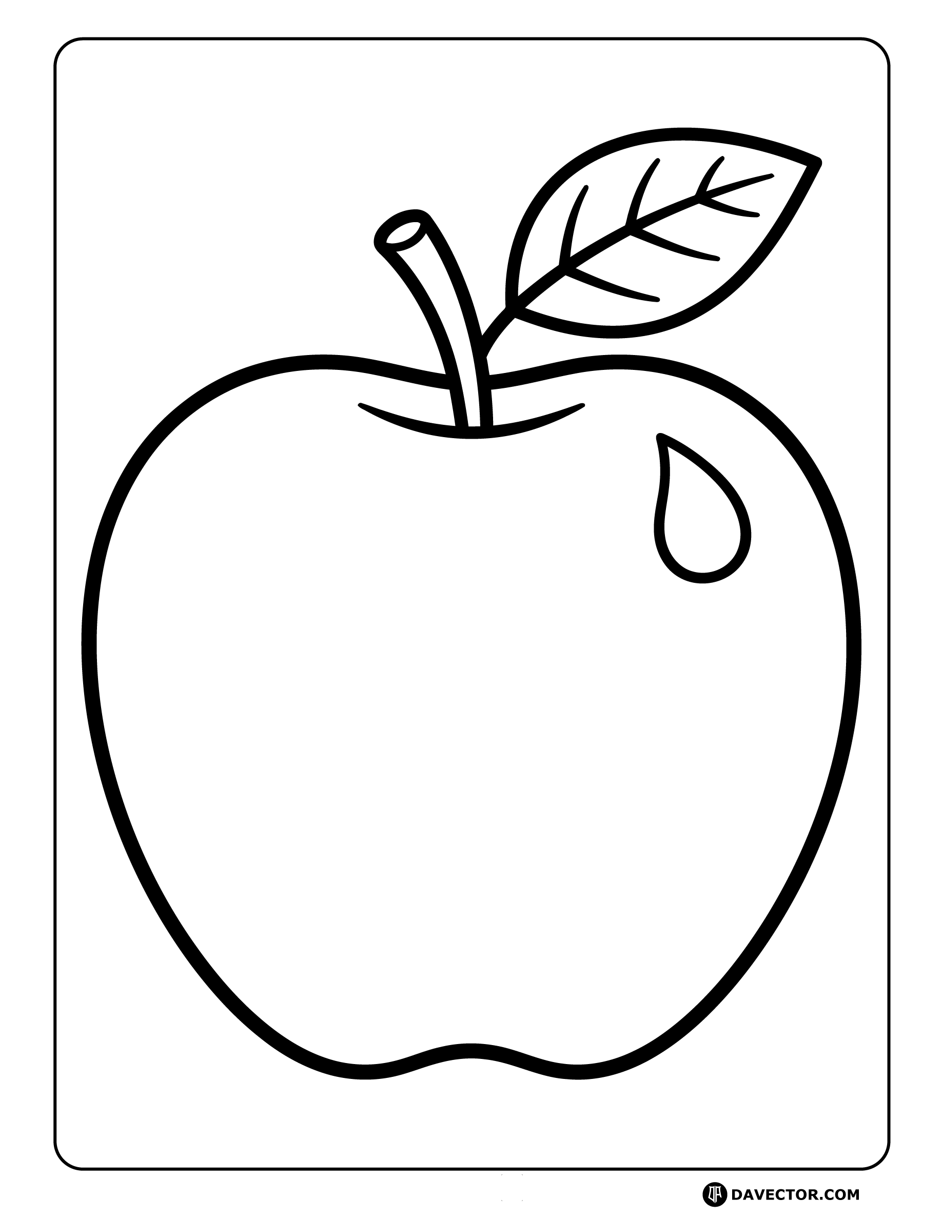 Apple With Leaf And Droplet — free apple coloring page