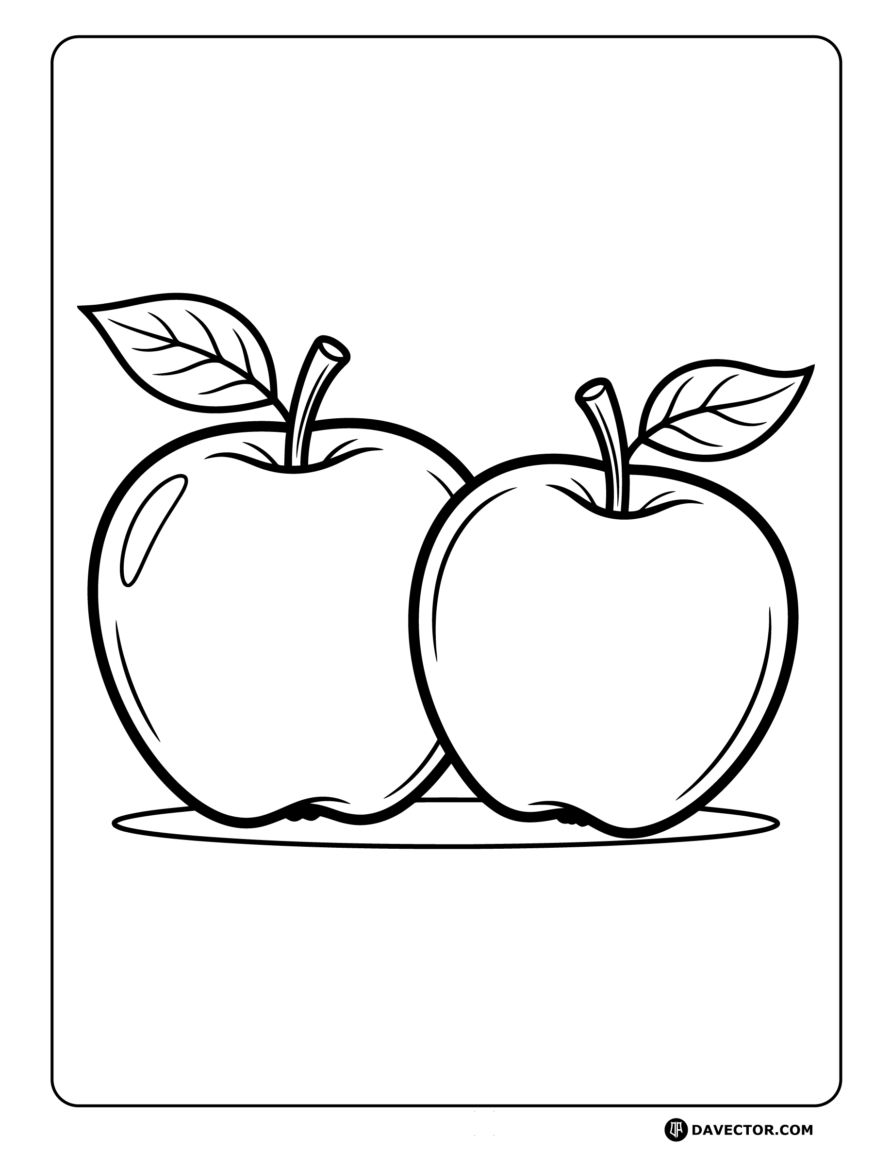 Two Apples Side By Side — free apple coloring page
