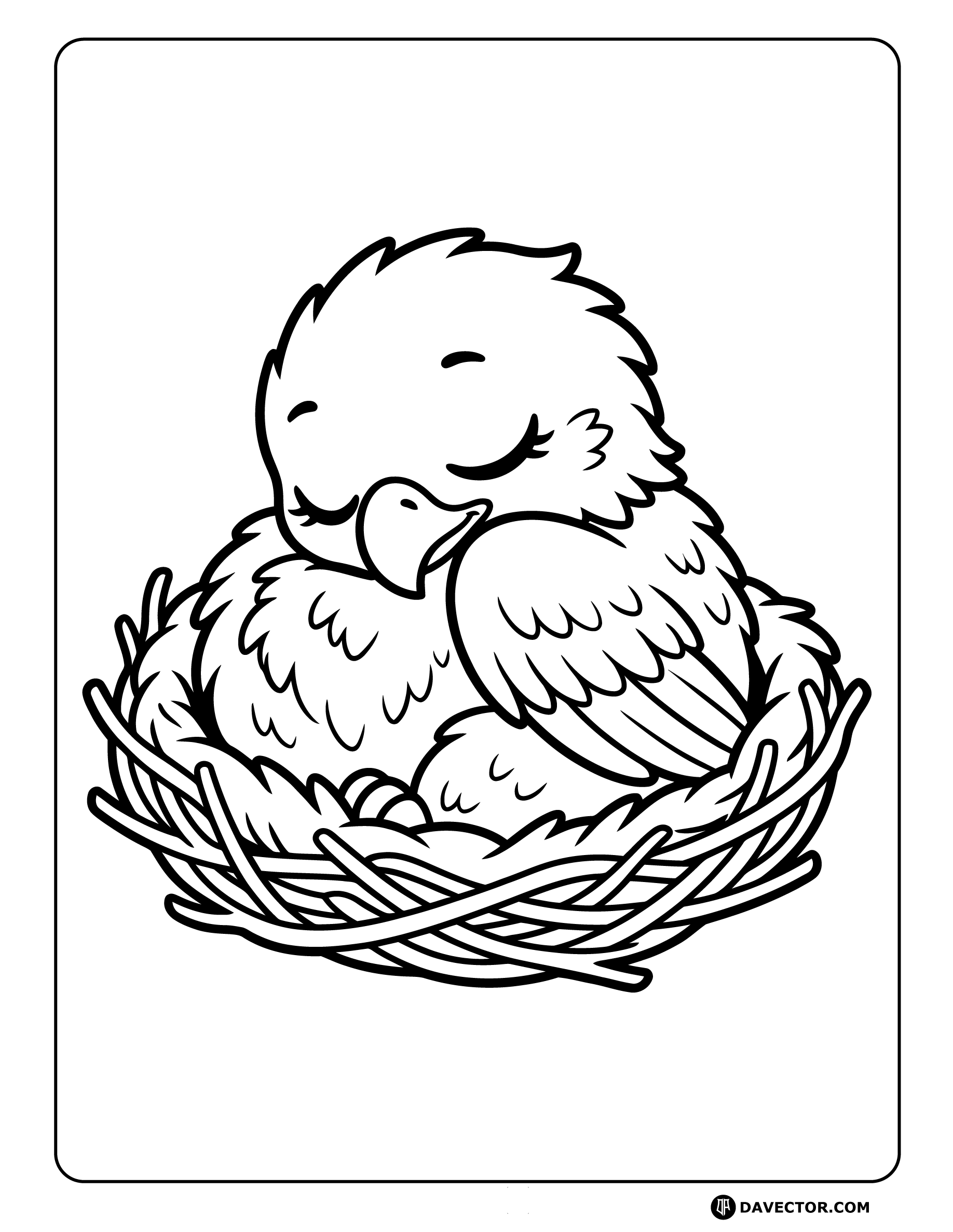 Baby Eagle Sleeping Peacefully — free eagle coloring page