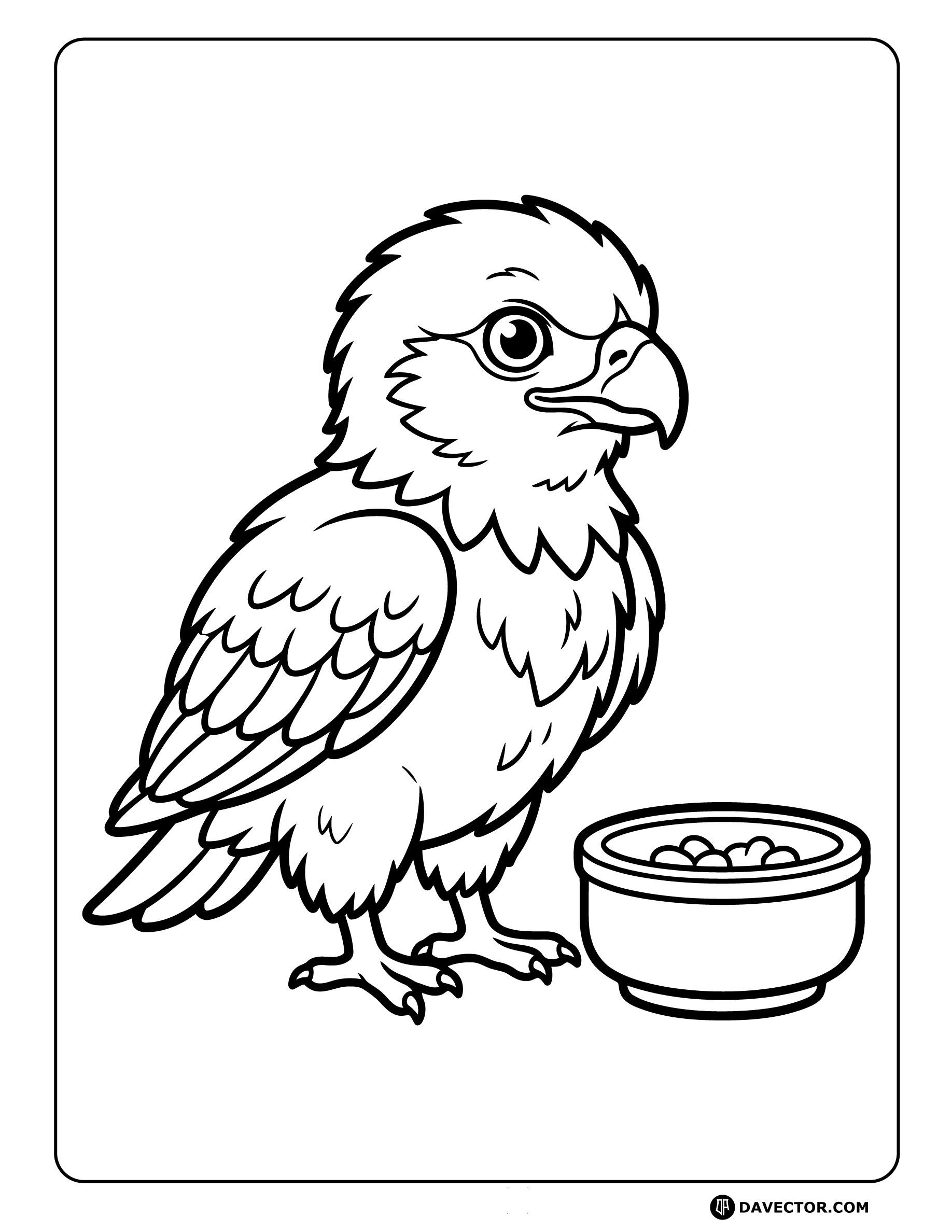 Baby Eagle Standing Next To — free eagle coloring page