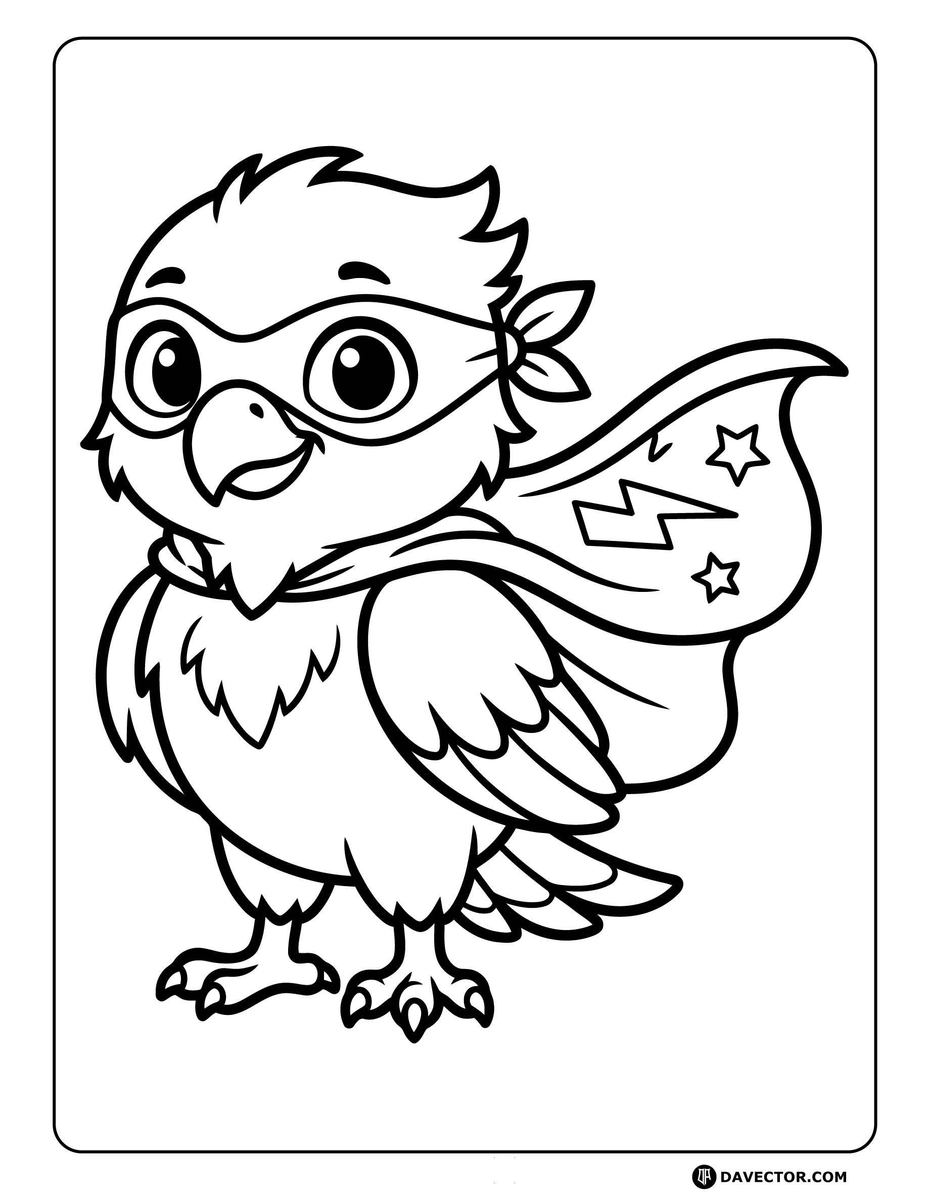 Baby Eagle Wearing Superhero Cape — free eagle coloring page
