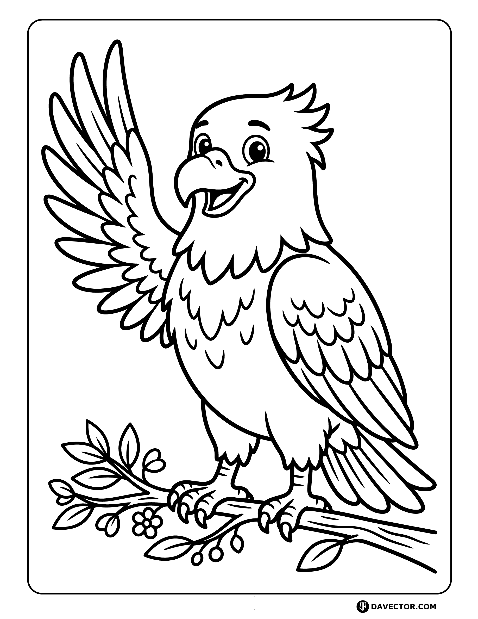 Eagle Waving Hello — free eagle coloring page