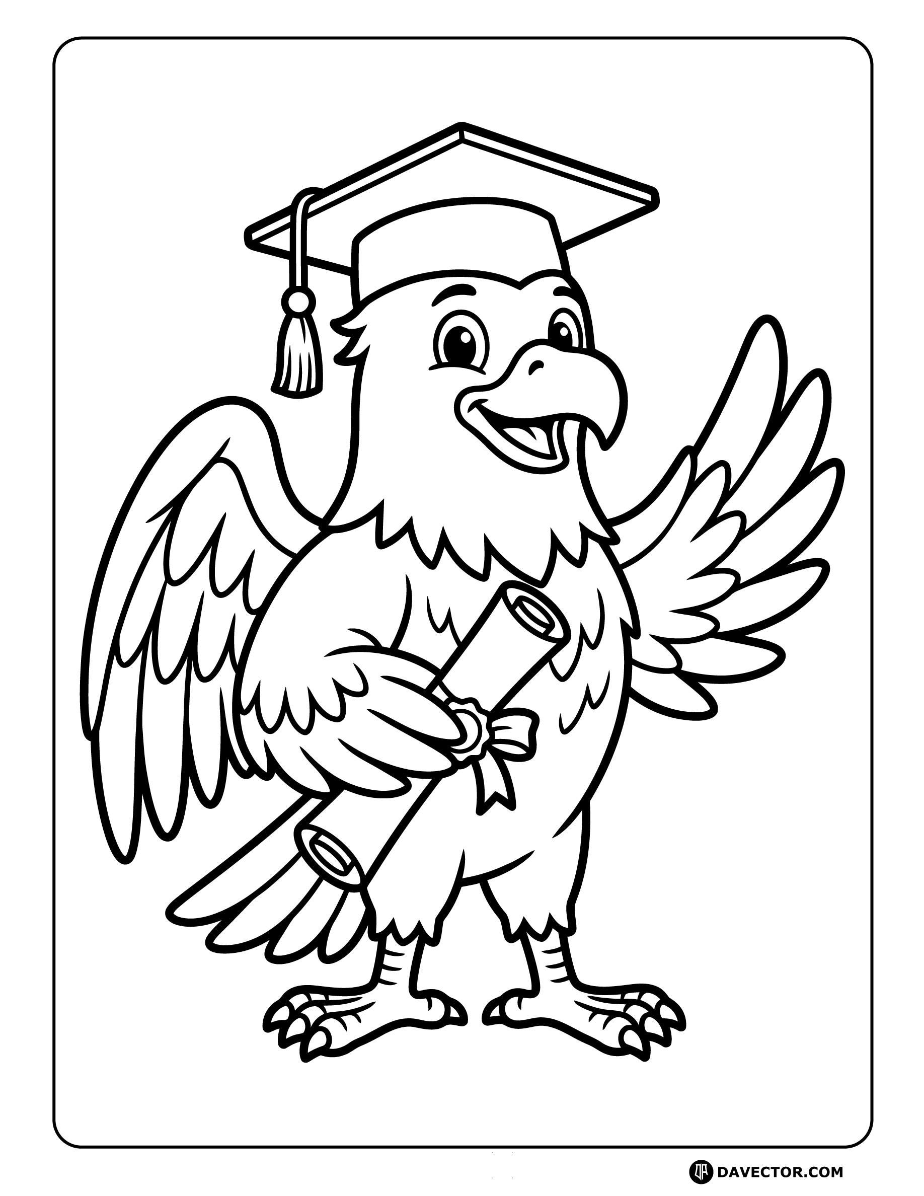 Eagle Wearing Graduation Cap Hol — free eagle coloring page
