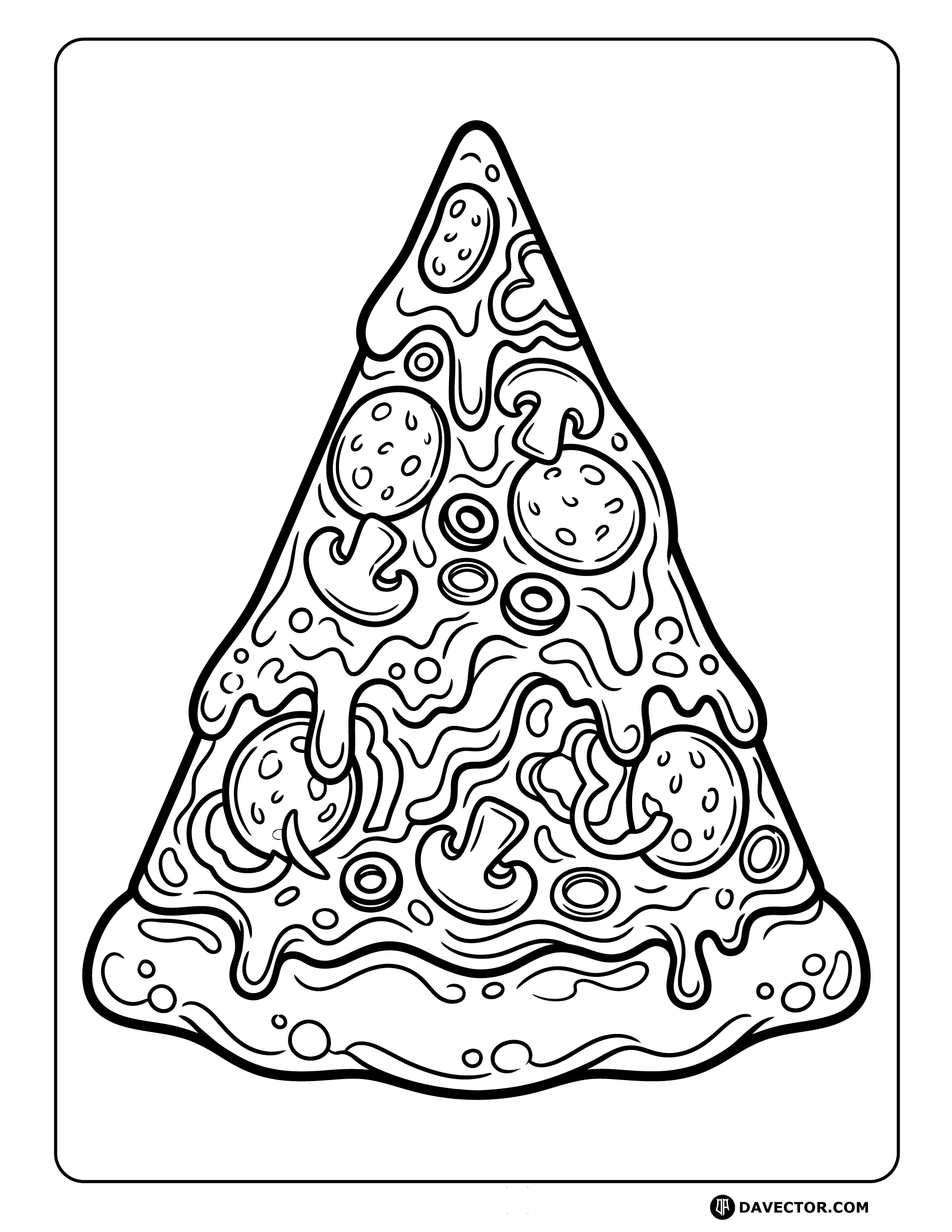 Pizza Slice Double Cheese Line — free pizza slice coloring page