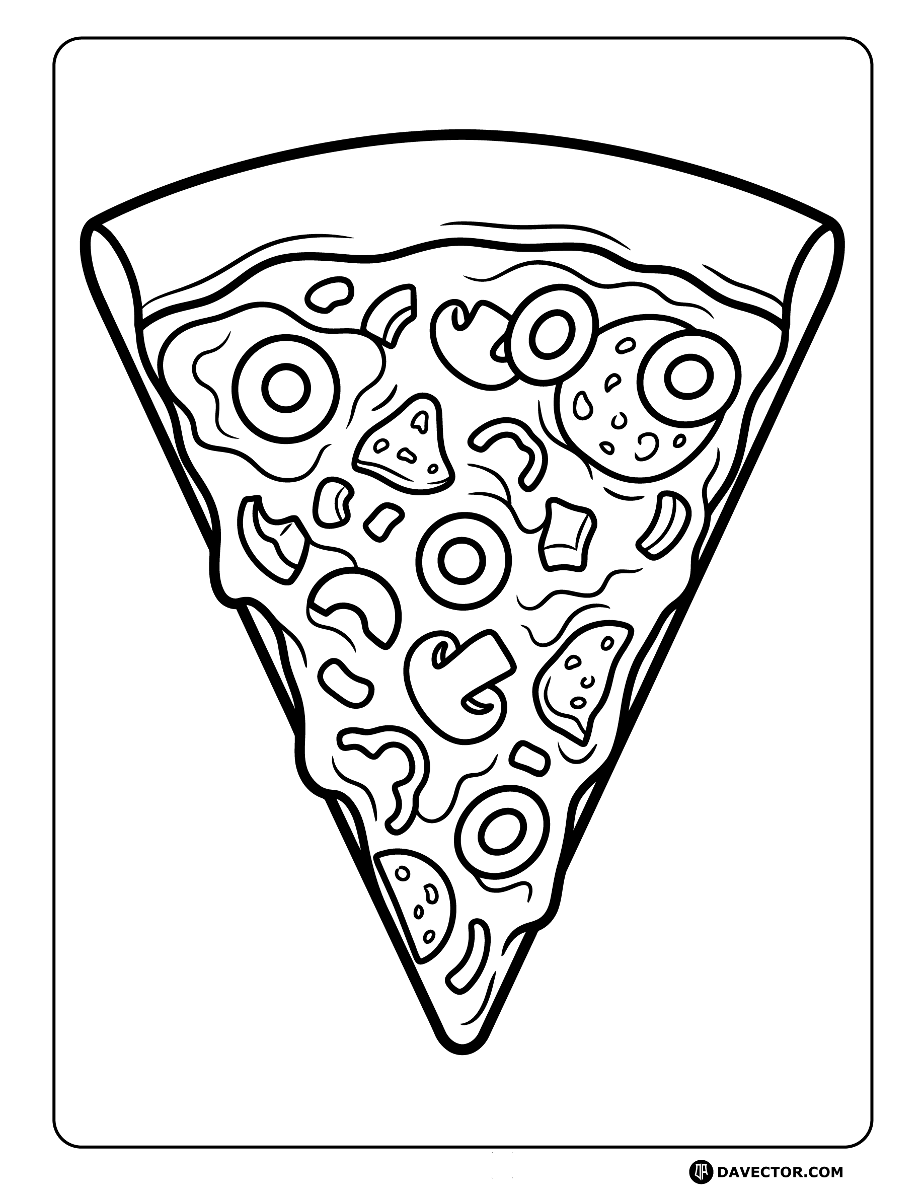 Pizza Slice Line Art — free pizza slice coloring page