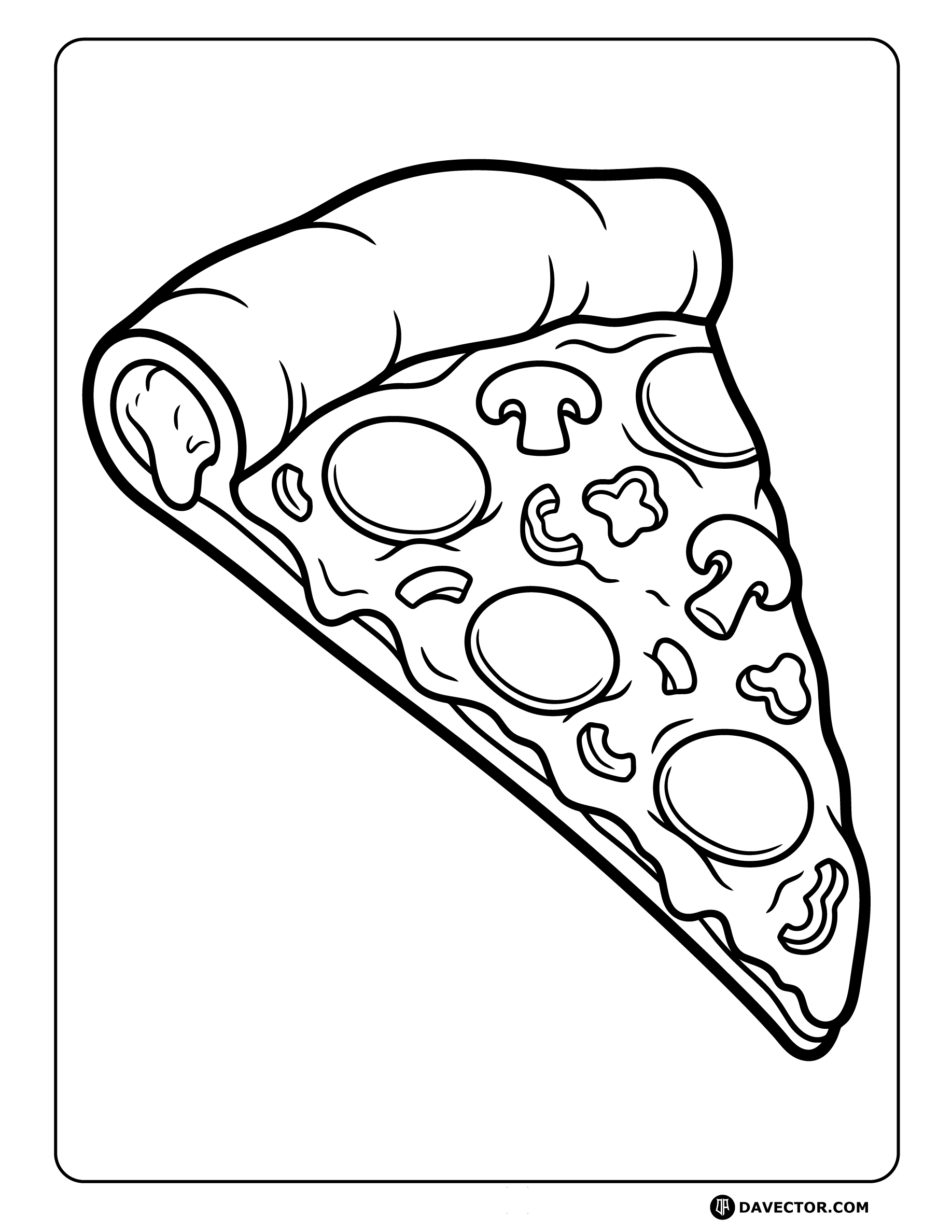 Pizza Slice Stuffed Crust Line — free pizza slice coloring page