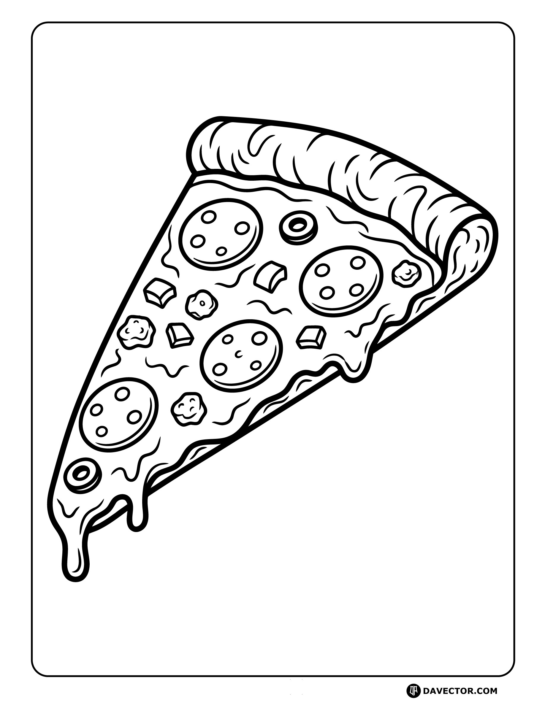 Pizza Slice Toppings — free pizza slice coloring page