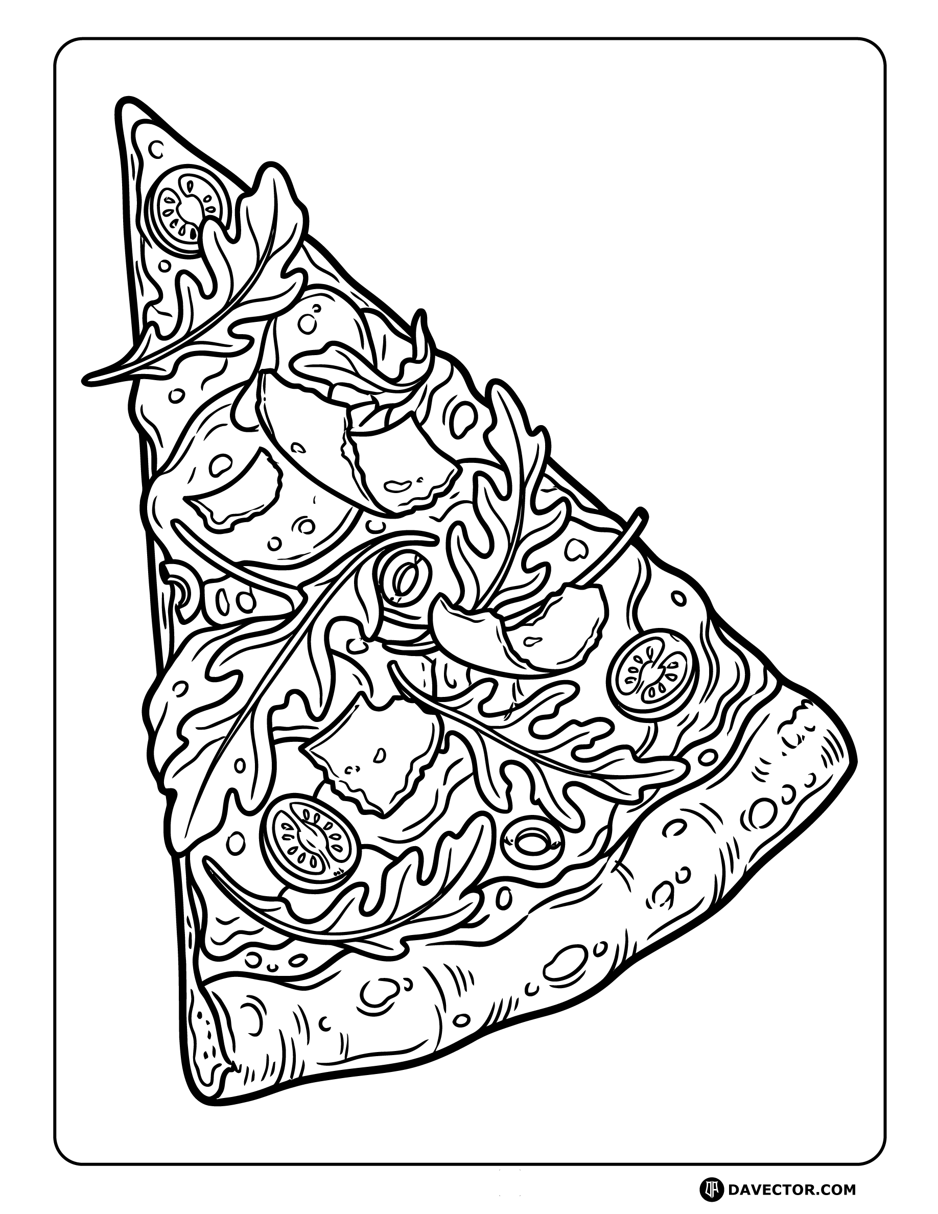 Pizza Slice With Arugula Parmesan — free pizza slice coloring page