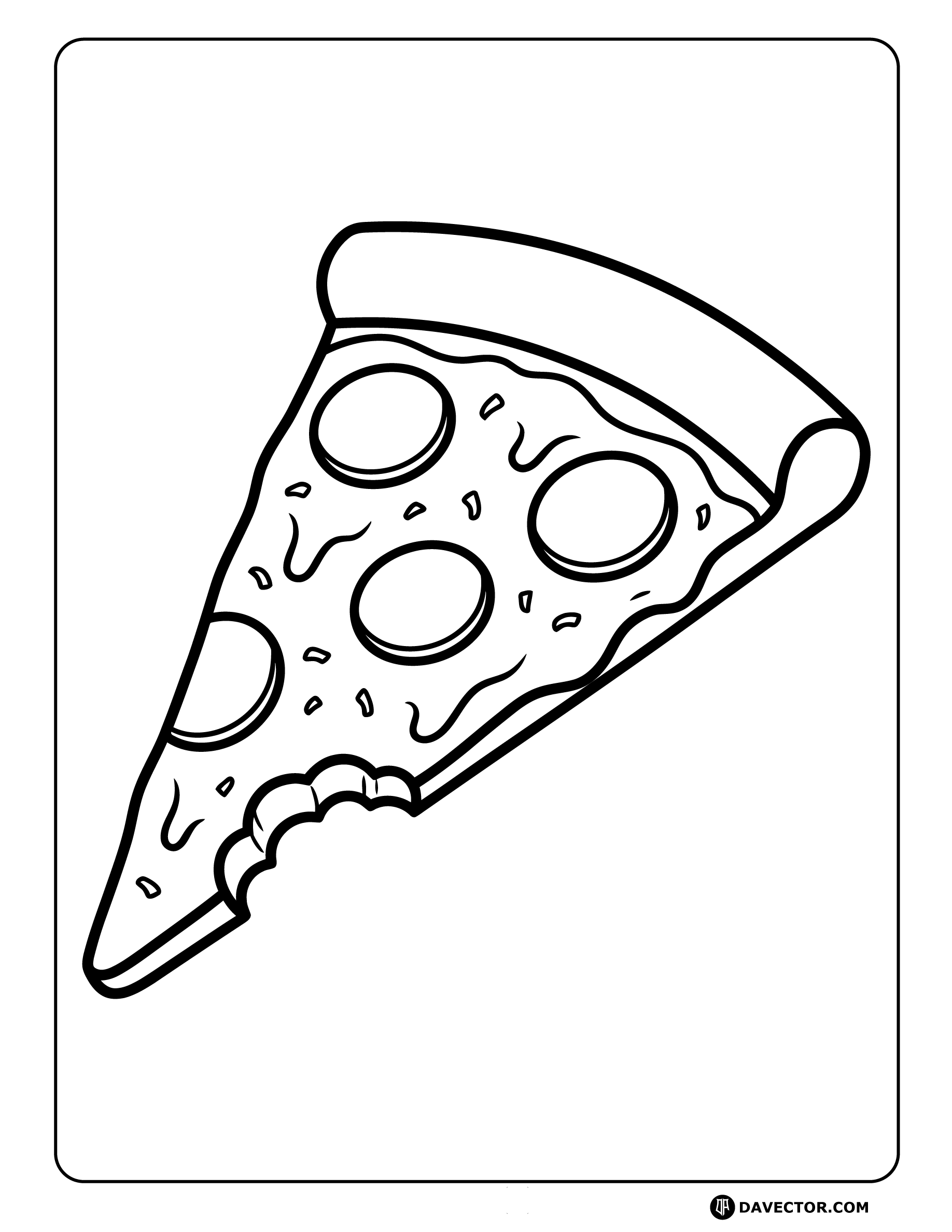 Pizza Slice With Bite — free pizza slice coloring page
