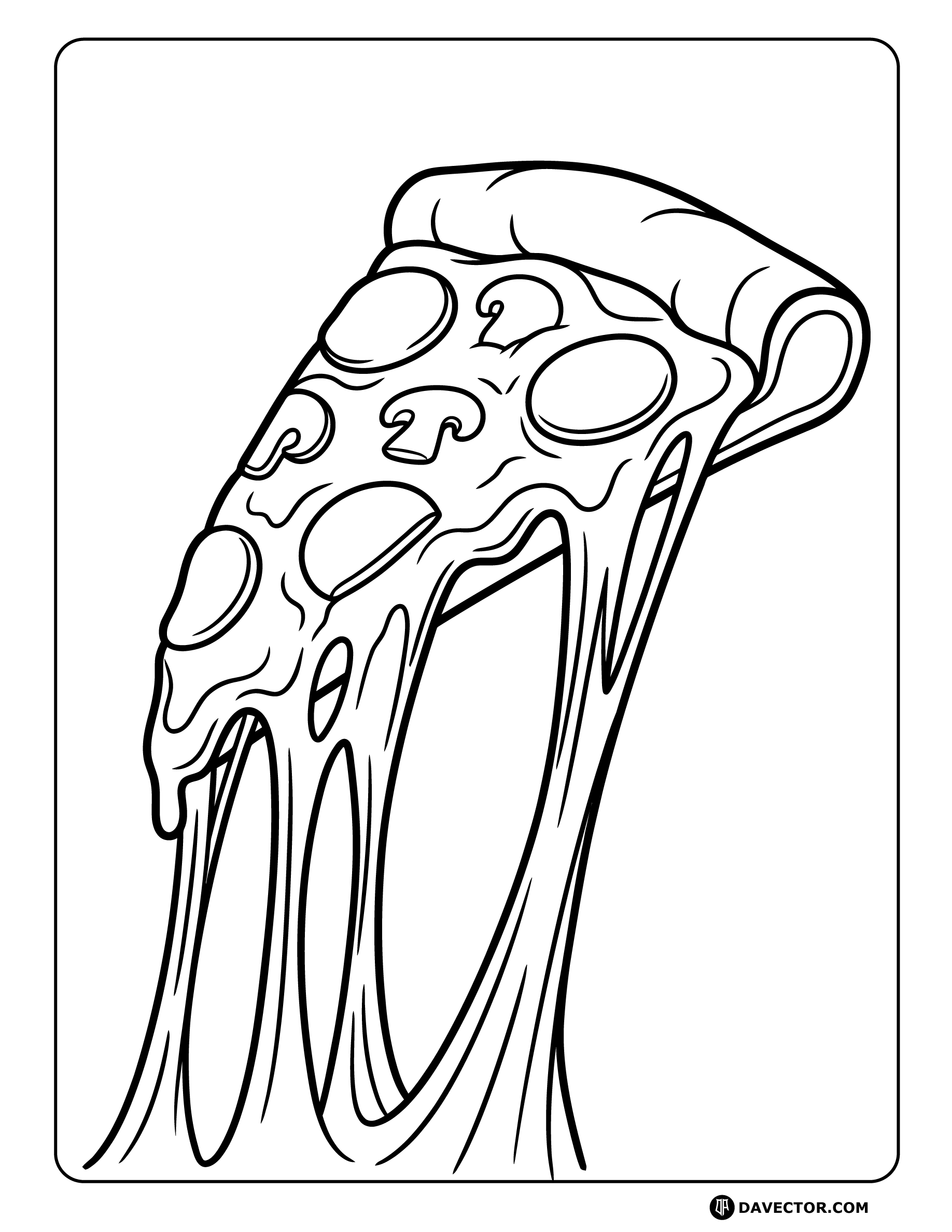 Pizza Slice With Cheese — free pizza slice coloring page
