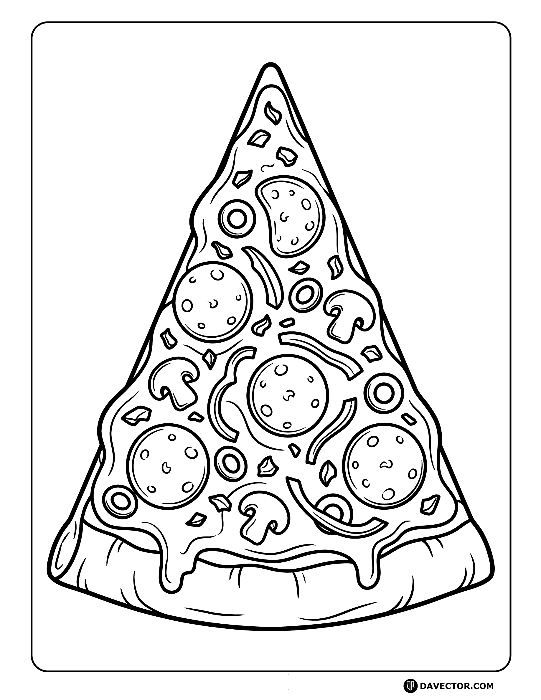 Pizza Slice With Chili Flakes — free pizza slice coloring page