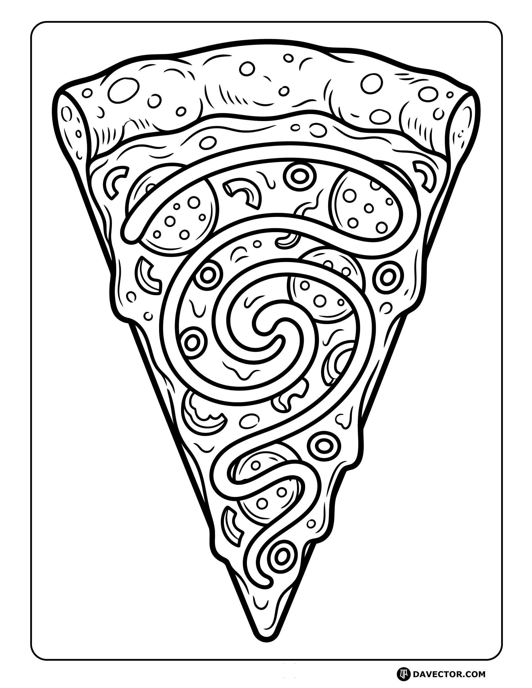 Pizza Slice With Garlic Sauce — free pizza slice coloring page