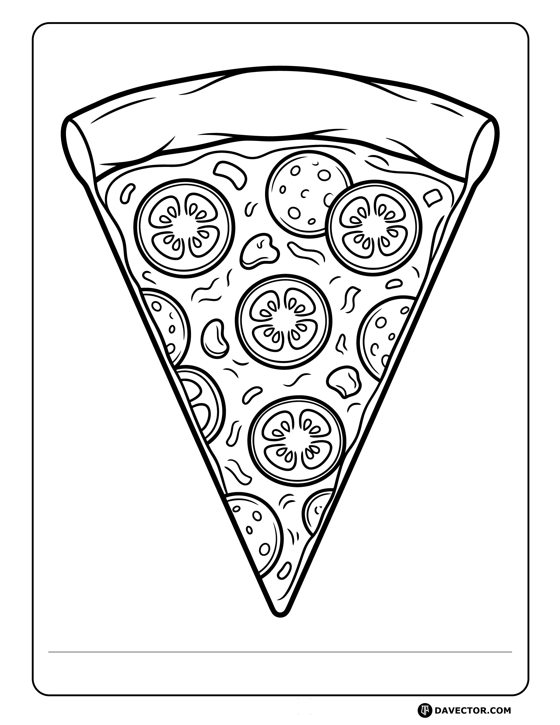 Pizza Slice With Jalapeno — free pizza slice coloring page