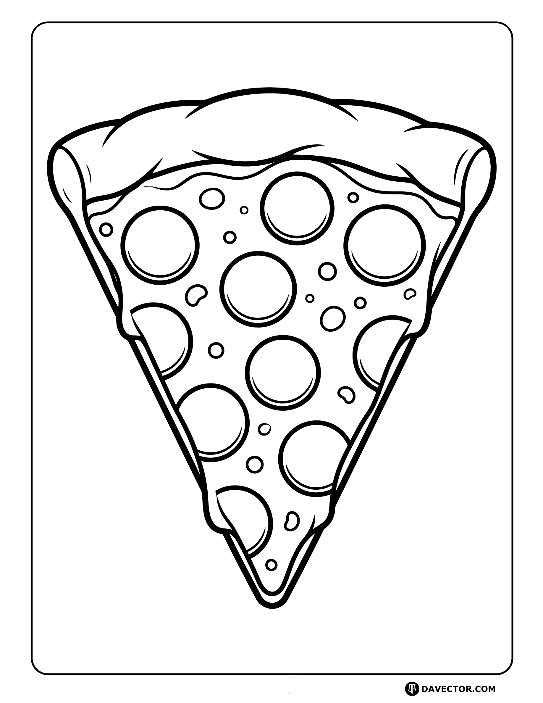Pizza Slice With Pepperoni — free pizza slice coloring page