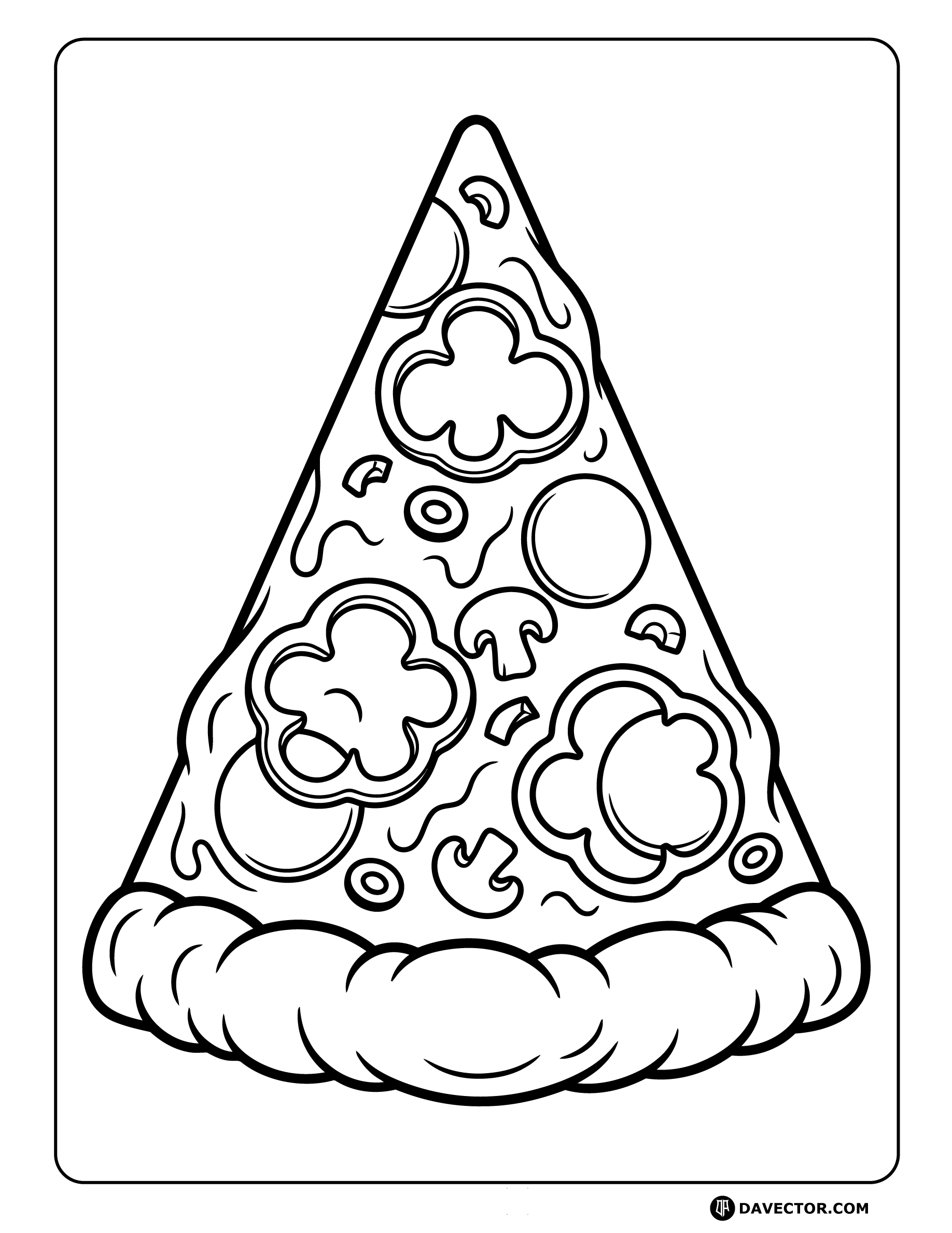 Pizza Slice — free pizza slice coloring page