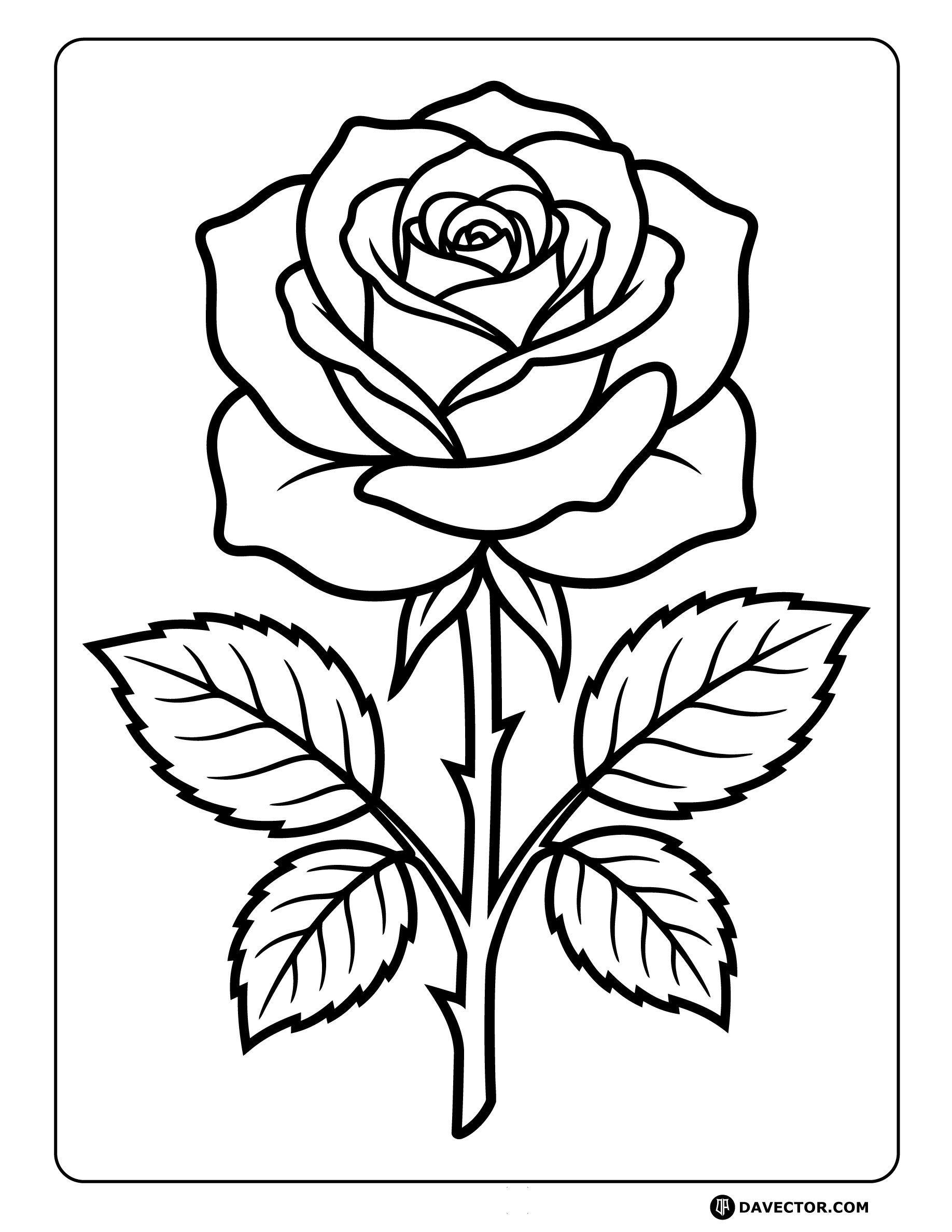 Rose — free rose coloring page