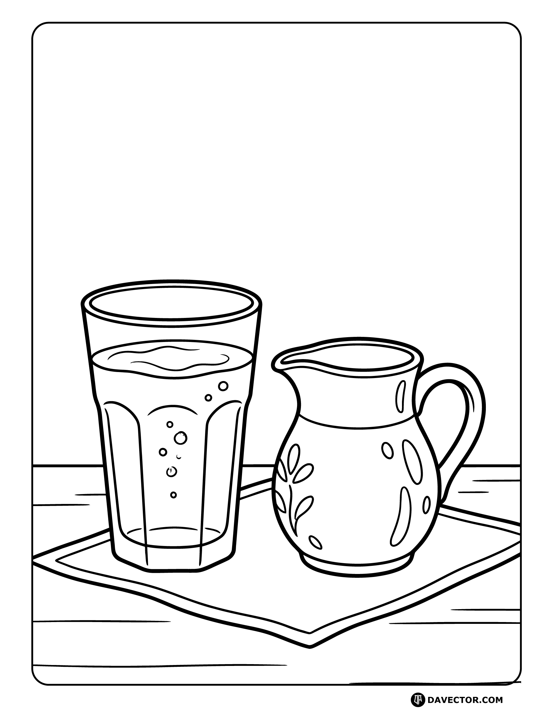 Water Glass Ceramic Pitcher — free water glass coloring page