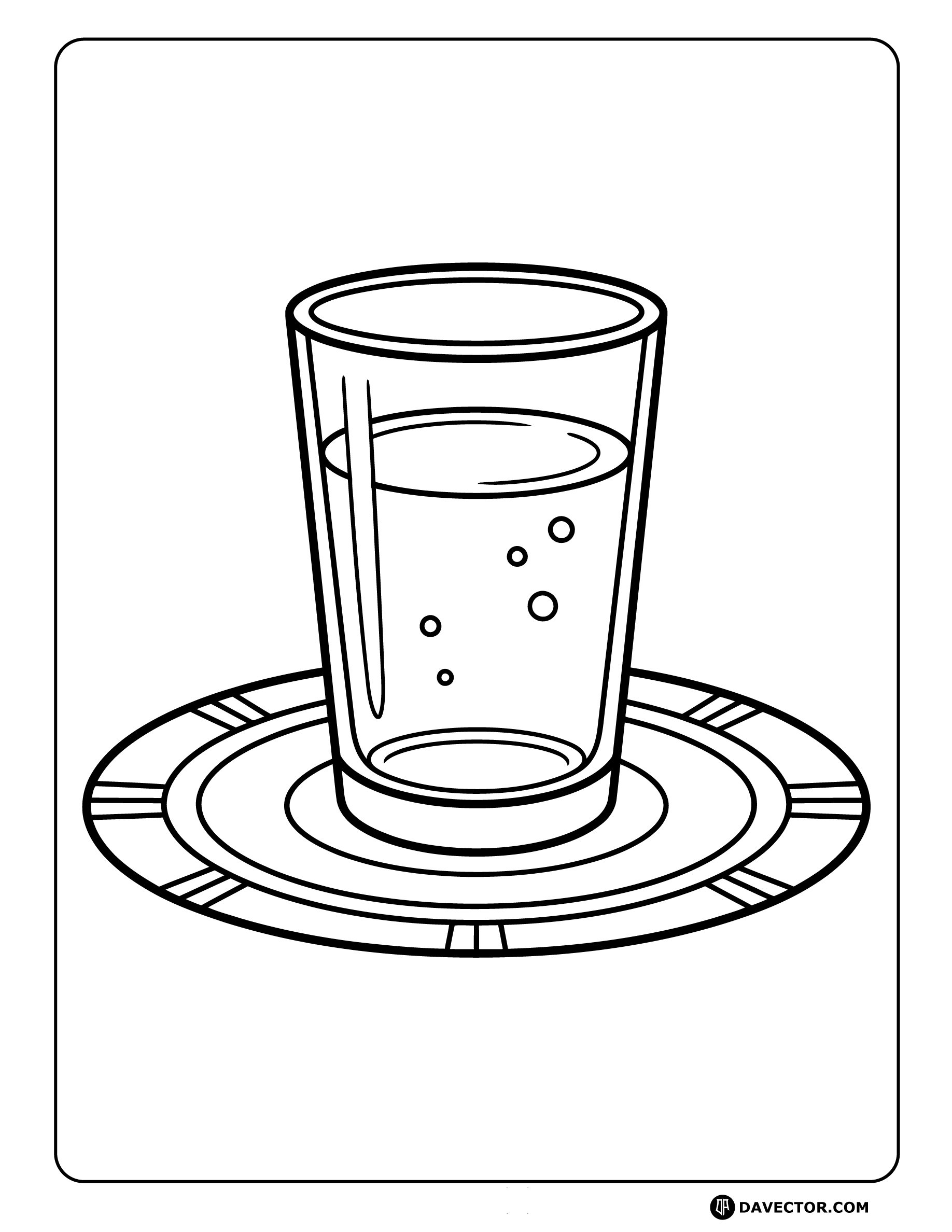 Water Glass On Placemat — free water glass coloring page