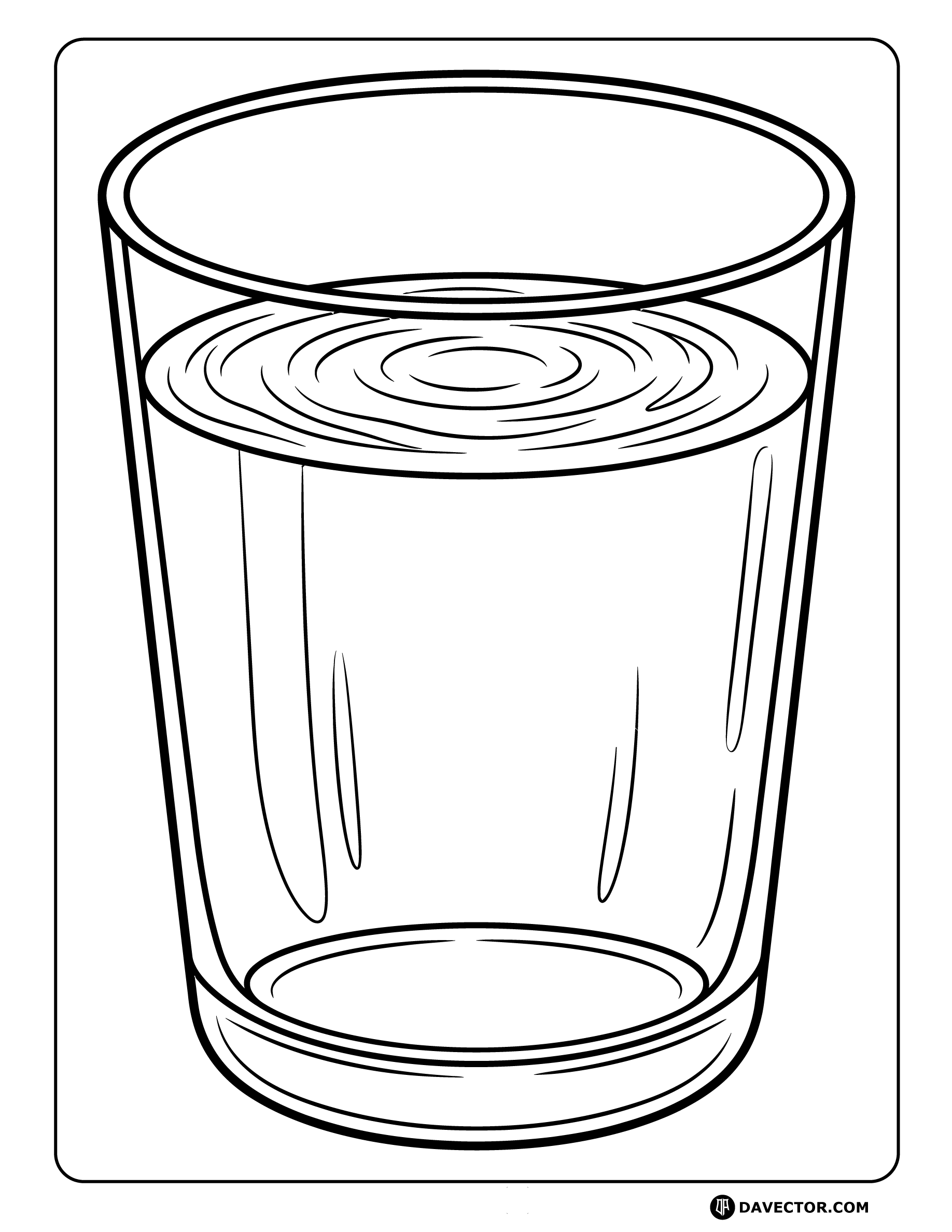 Water Glass Ripple Lines — free water glass coloring page