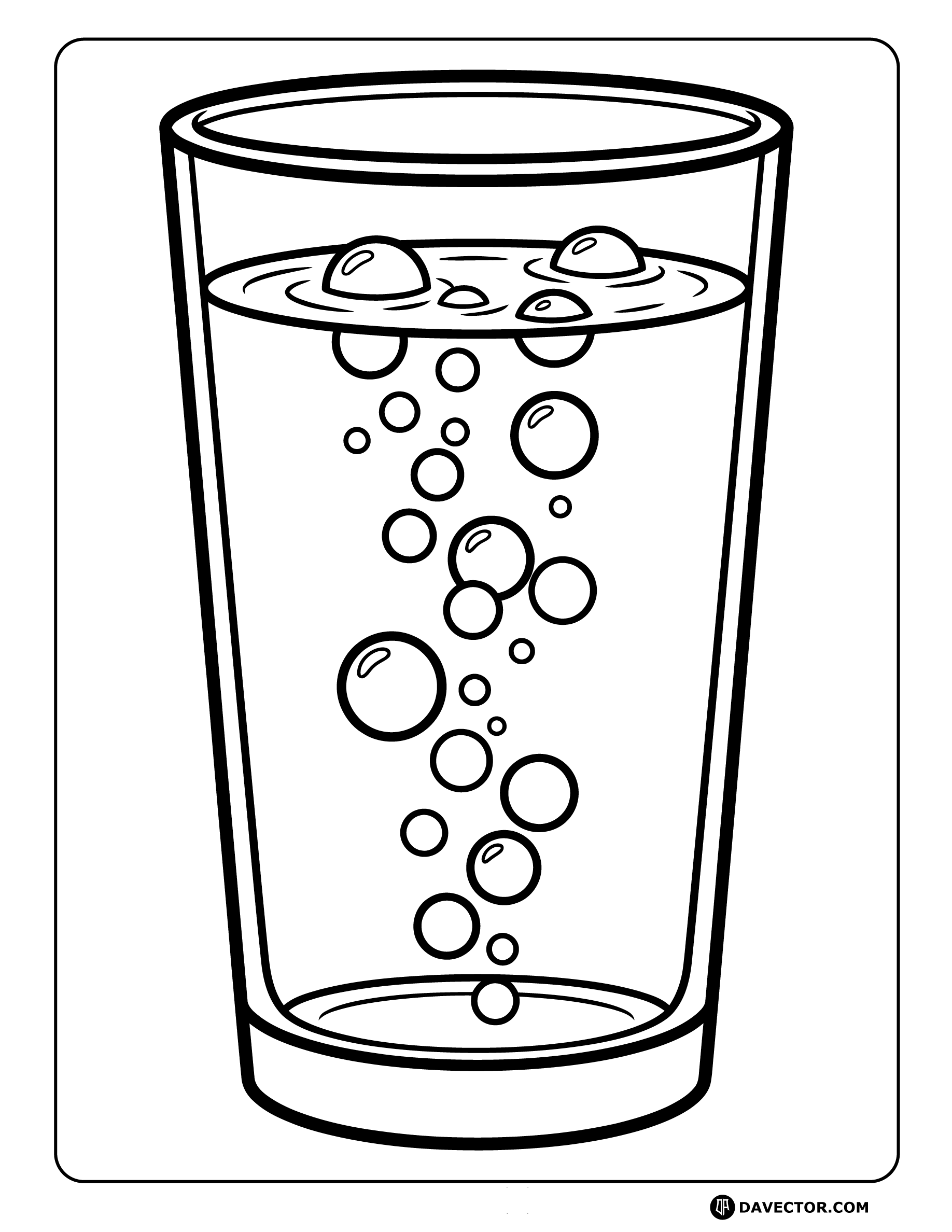 Water Glass With Bubbles — free water glass coloring page