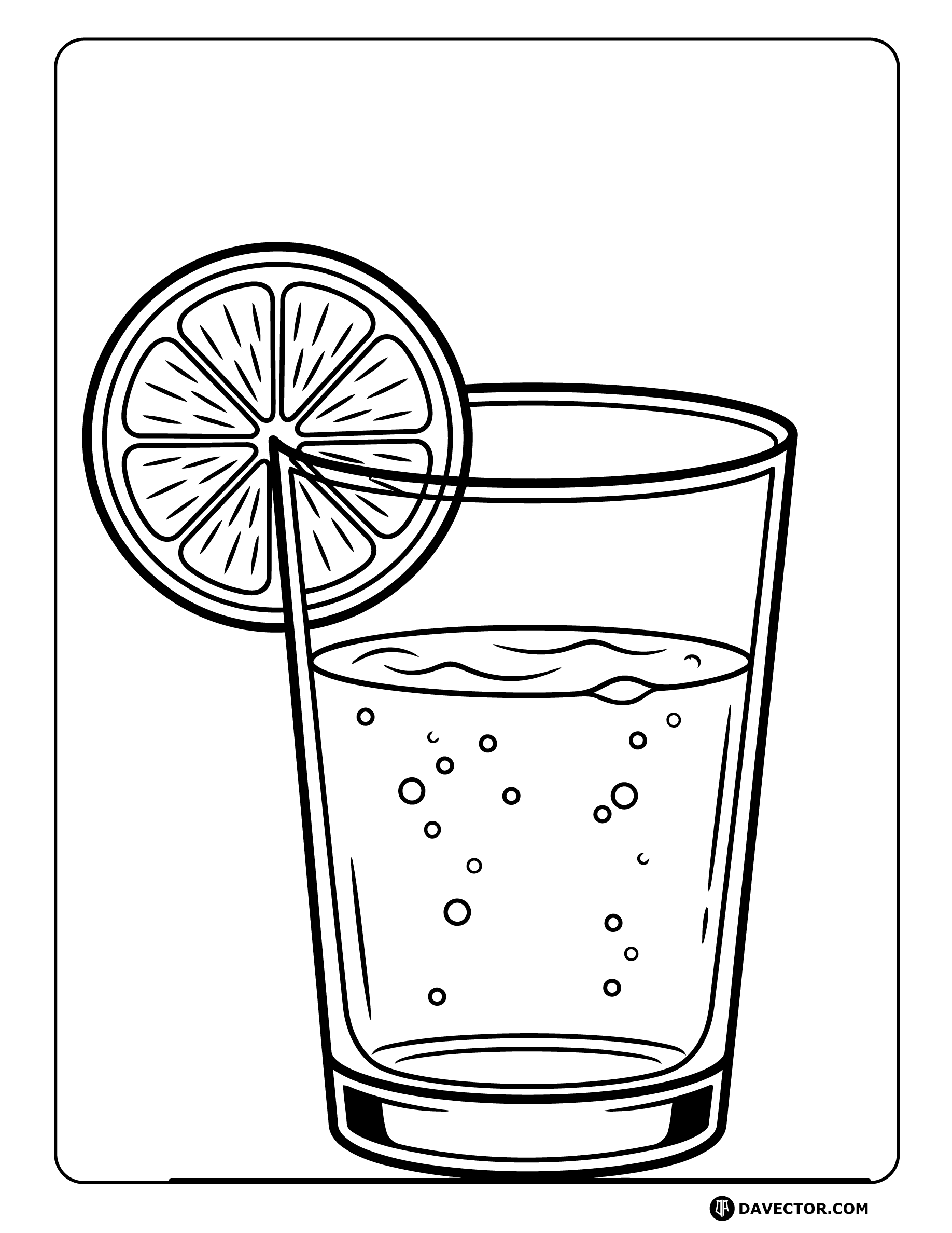 Water Glass With Lime — free water glass coloring page
