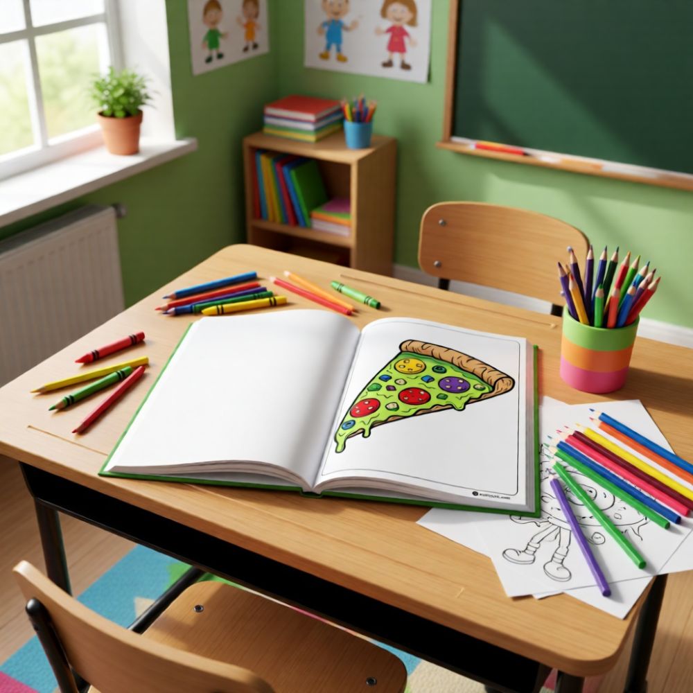 pizza slice coloring book product mockup